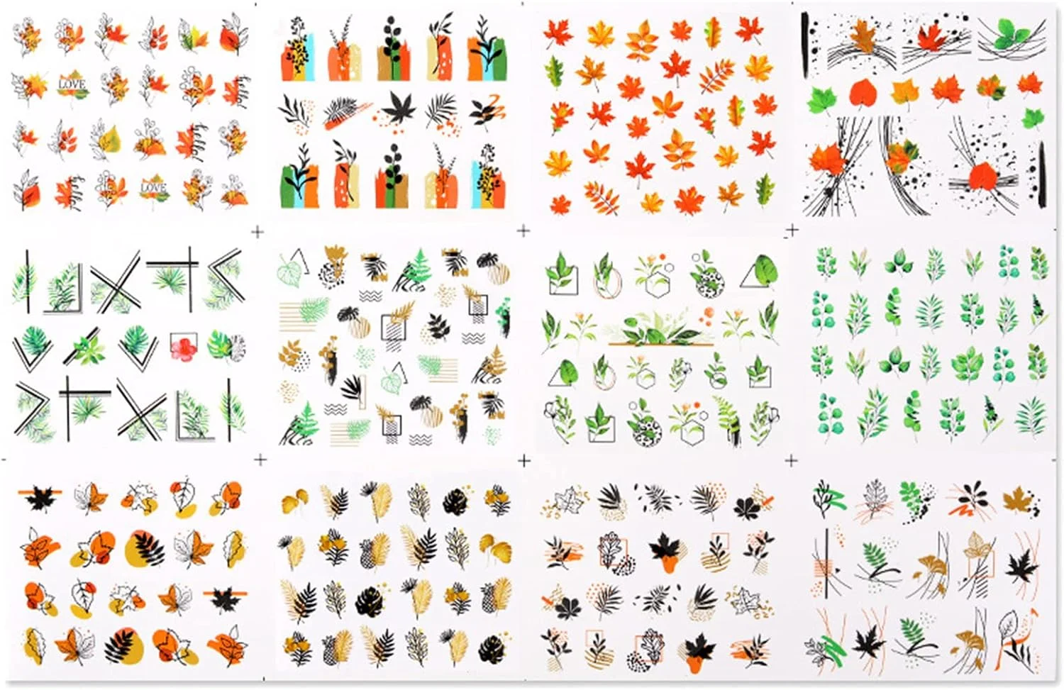 مجموعه 12 عددی برچسب ناخن، استنسیل طراحی ناخن، فویل های چسبی تزئینی DIY یوشاپ