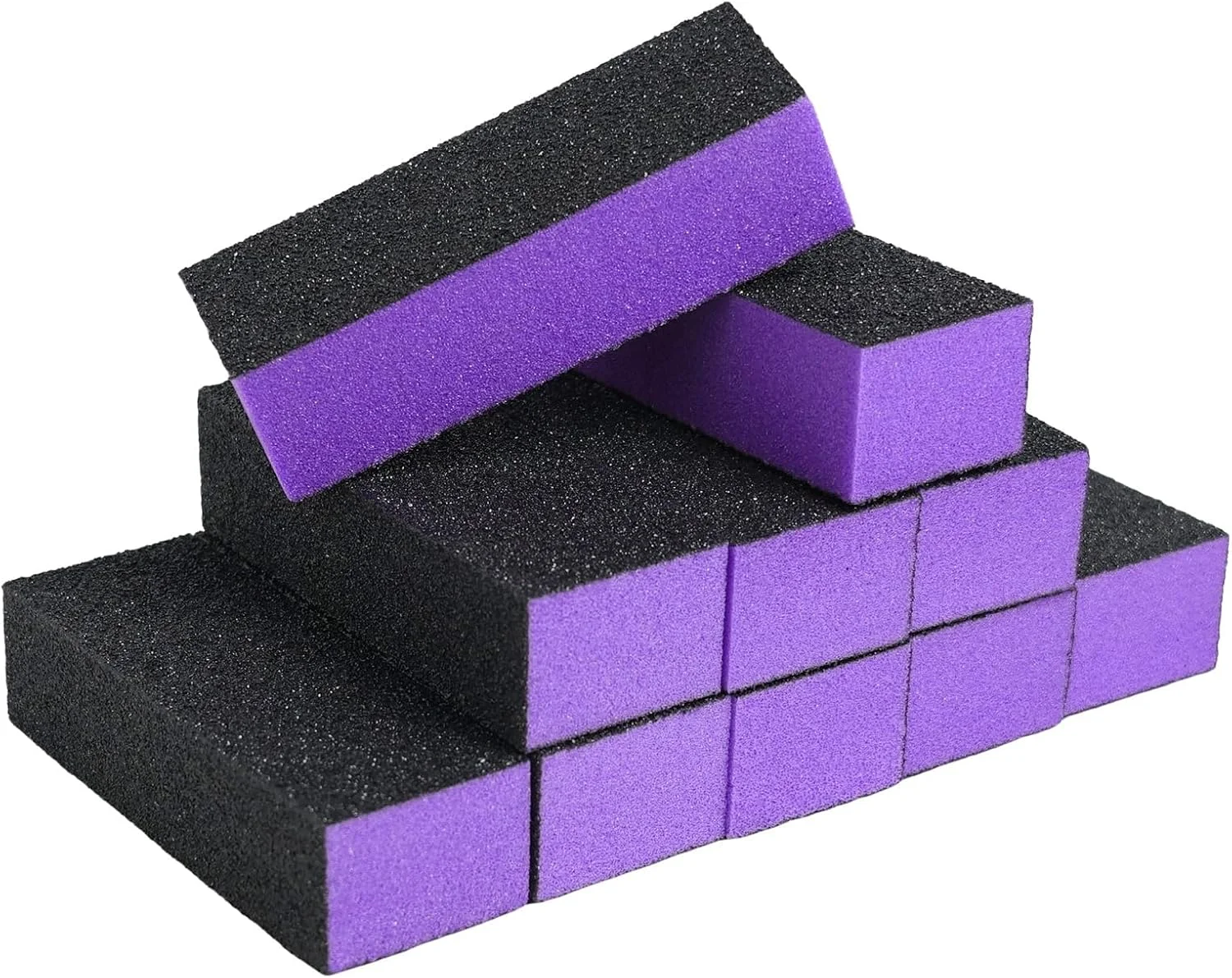 ۱۰ عدد سوهان ناخن با درجه زبری ۶۰/۱۰۰، ابزار مانیکور ۳ طرفه، لوازم سنباده ناخن، پولیش ناخن برای ناخن های طبیعی و مصنوعی، مشکی و بنفش