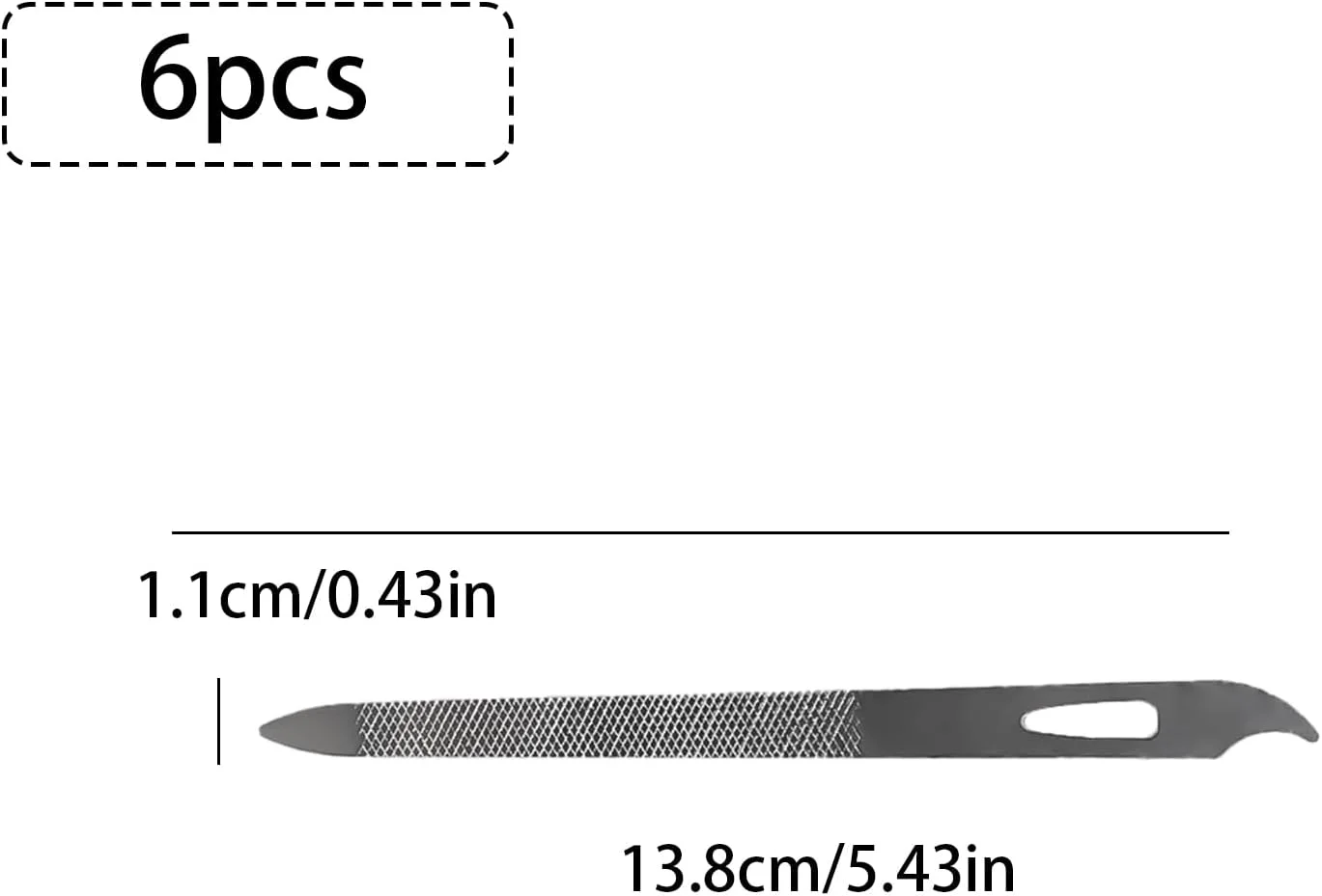 ابزار تمیز کننده ناخن 6 عددی، سوهان ناخن استیل ضد زنگ، ابزار تمیز کننده لاک ناخن فلزی دو طرفه برای مانیکور بانوان و آقایان، 125 میلی متر
