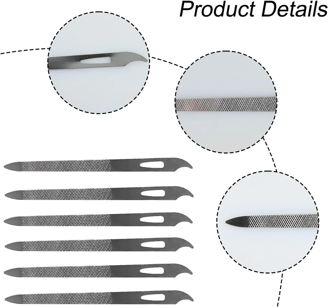 ابزار تمیز کننده ناخن 6 عددی، سوهان ناخن استیل ضد زنگ، ابزار تمیز کننده لاک ناخن فلزی دو طرفه برای مانیکور بانوان و آقایان، 125 میلی متر
