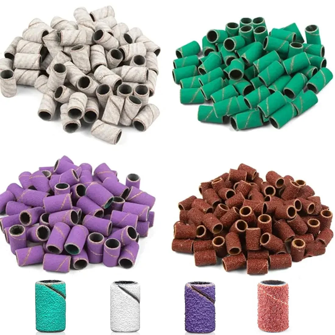 بسته 100 عددی آستین سنباده ای دستگاه برش ناخن، اتصالات 80/120/180/240 دستگاه برش ناخن، کلاهک های سنباده ای دستگاه برش ناخن، به همراه مته ناخن، برای مانیکور، پدیکور و مراقبت از ناخن