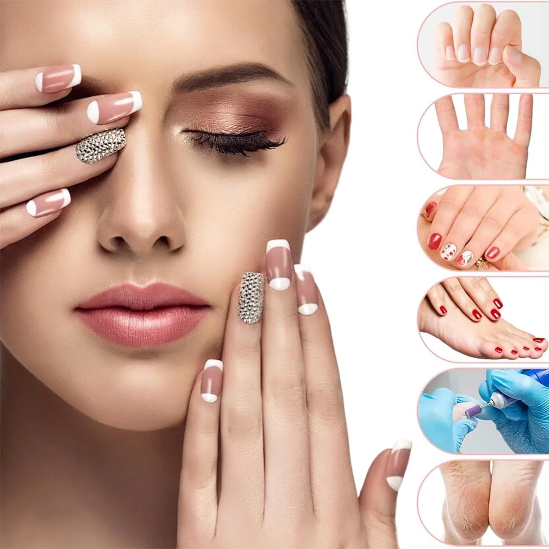 بسته 100 عددی آستین سنباده ای دستگاه برش ناخن، اتصالات 80/120/180/240 دستگاه برش ناخن، کلاهک های سنباده ای دستگاه برش ناخن، به همراه مته ناخن، برای مانیکور، پدیکور و مراقبت از ناخن