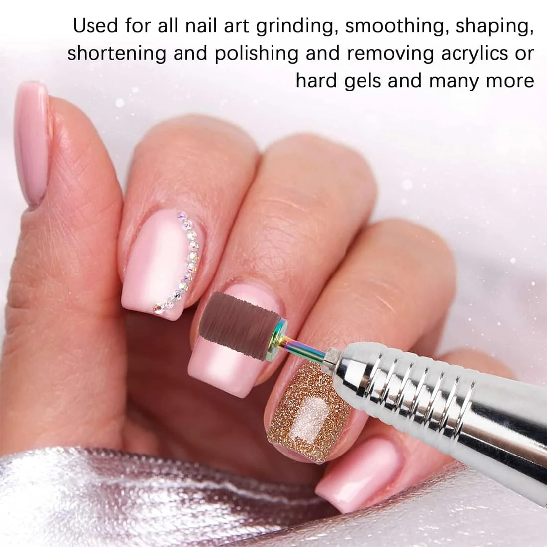 بسته 100 عددی آستین سنباده ای دستگاه برش ناخن، اتصالات 80/120/180/240 دستگاه برش ناخن، کلاهک های سنباده ای دستگاه برش ناخن، به همراه مته ناخن، برای مانیکور، پدیکور و مراقبت از ناخن