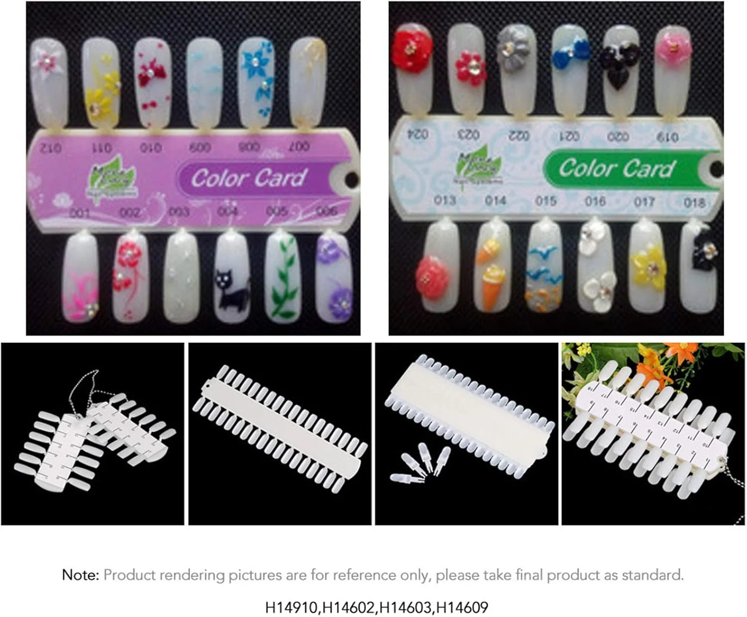 کارت رنگ لاک ناخن هلِمی، تمرین طراحی و آرایش ناخن، کارت رنگ پولیش، نمونه رنگ، 36 تایی، نمایش حرفه ای