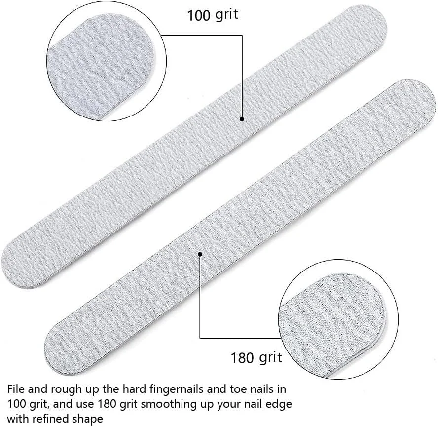 بسته 50 عددی، سوهان ناخن حرفه ای 5 اینچی دو طرفه با درجه زبری 100/180، ابزار مانیکور و پدیکور