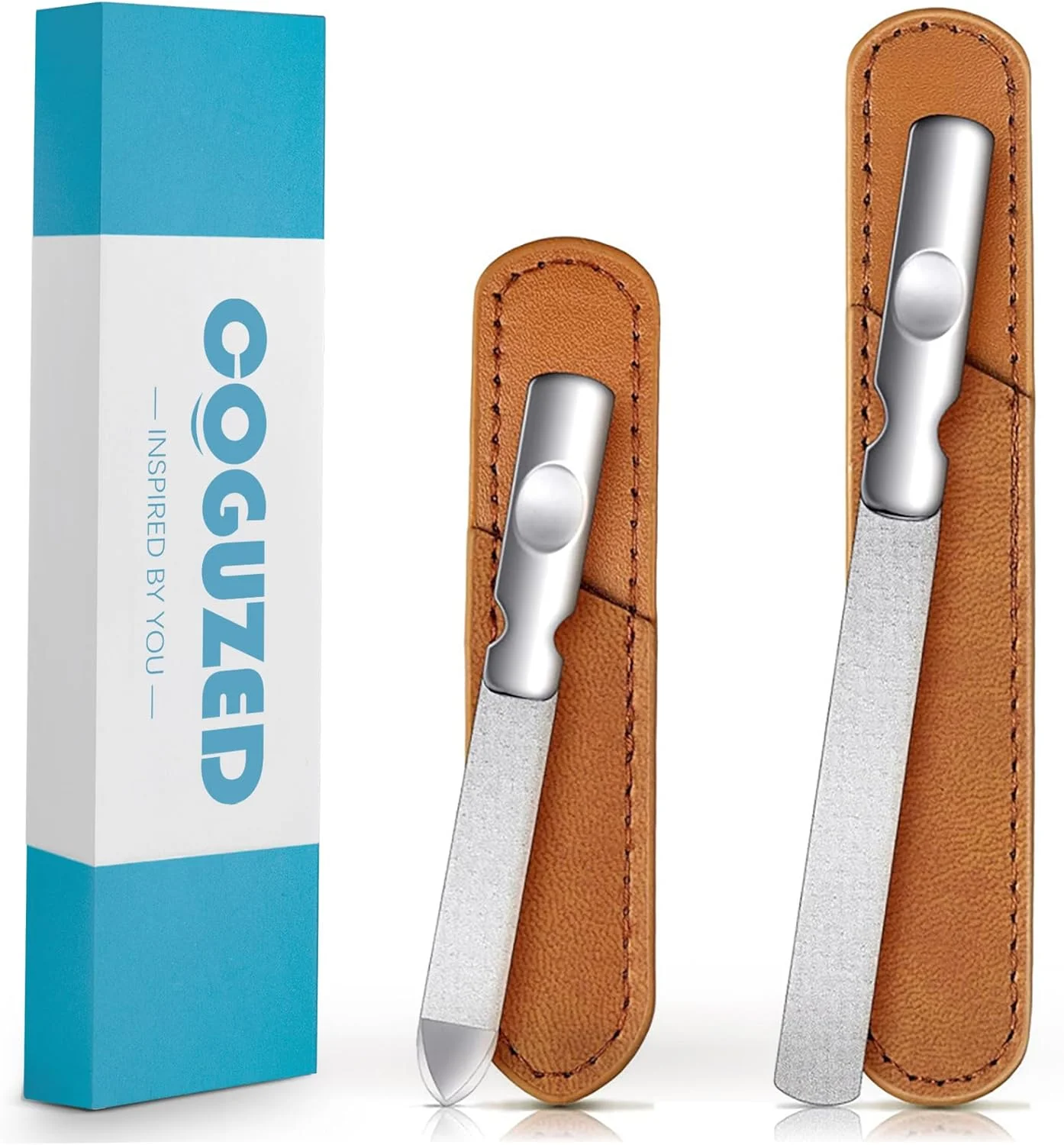 دو عدد سوهان ناخن استیل ضد زنگ، سوهان ناخن فلزی دو طرفه برای ناخن های طبیعی، بادوام و قابل استفاده مجدد برای مردان و زنان، مناسب برای سالن و مسافرت