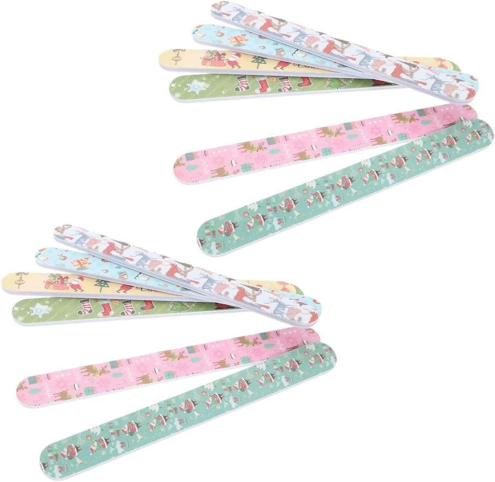 بسته ۳۰ عددی سوهان ناخن با طرح کریسمس، ابزار پولیش ناخن، سوهان مانیکور و پدیکور، ابزار سوهان ناخن سالنی، ابزار پولیش ناخن انگشتان