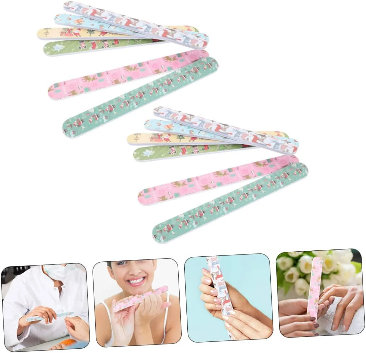 بسته ۳۰ عددی سوهان ناخن با طرح کریسمس، ابزار پولیش ناخن، سوهان مانیکور و پدیکور، ابزار سوهان ناخن سالنی، ابزار پولیش ناخن انگشتان