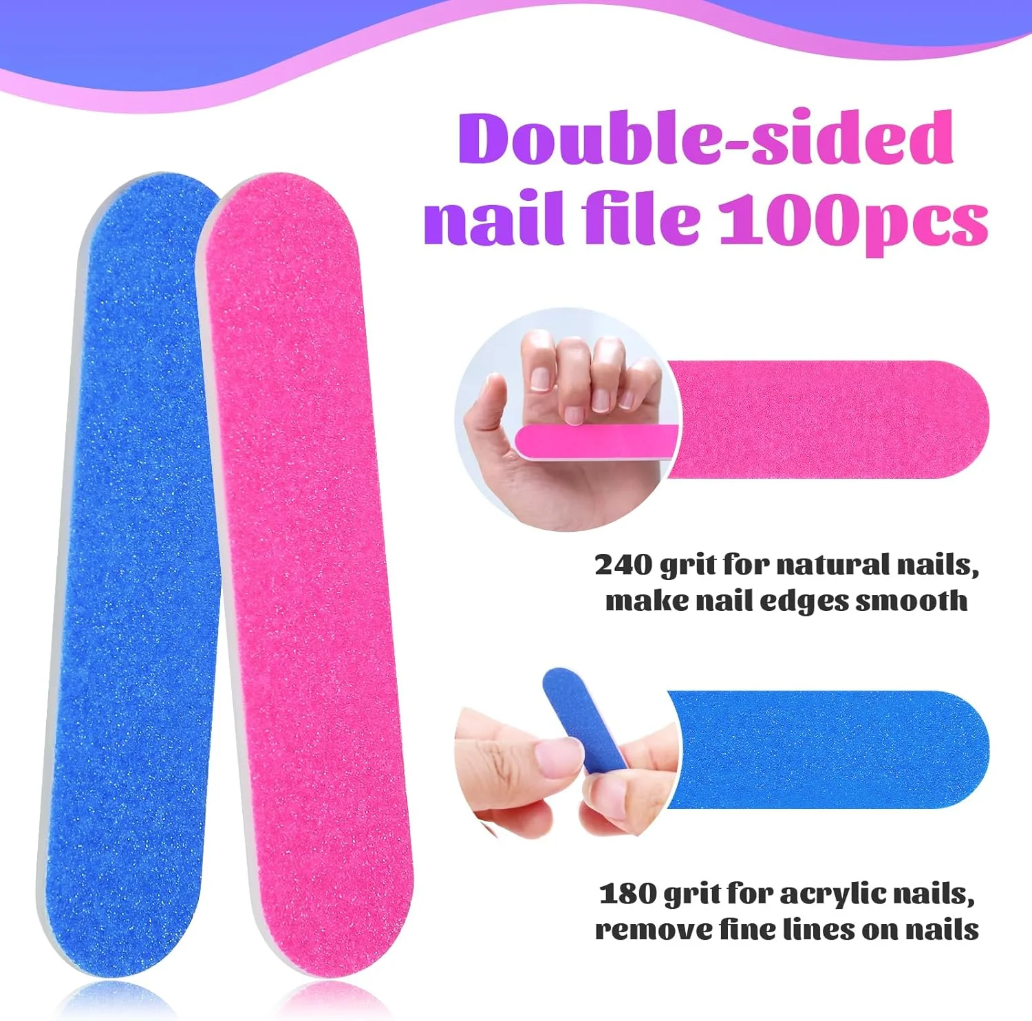 بسته ۱۰۰ عددی سوهان ناخن، سوهان پولیش، مناسب ناخن های دست و پا، سوهان ناخن حرفه ای، سوهان ناخن دو طرفه، سوهان ناخن حرفه ای برای سالن و منزل