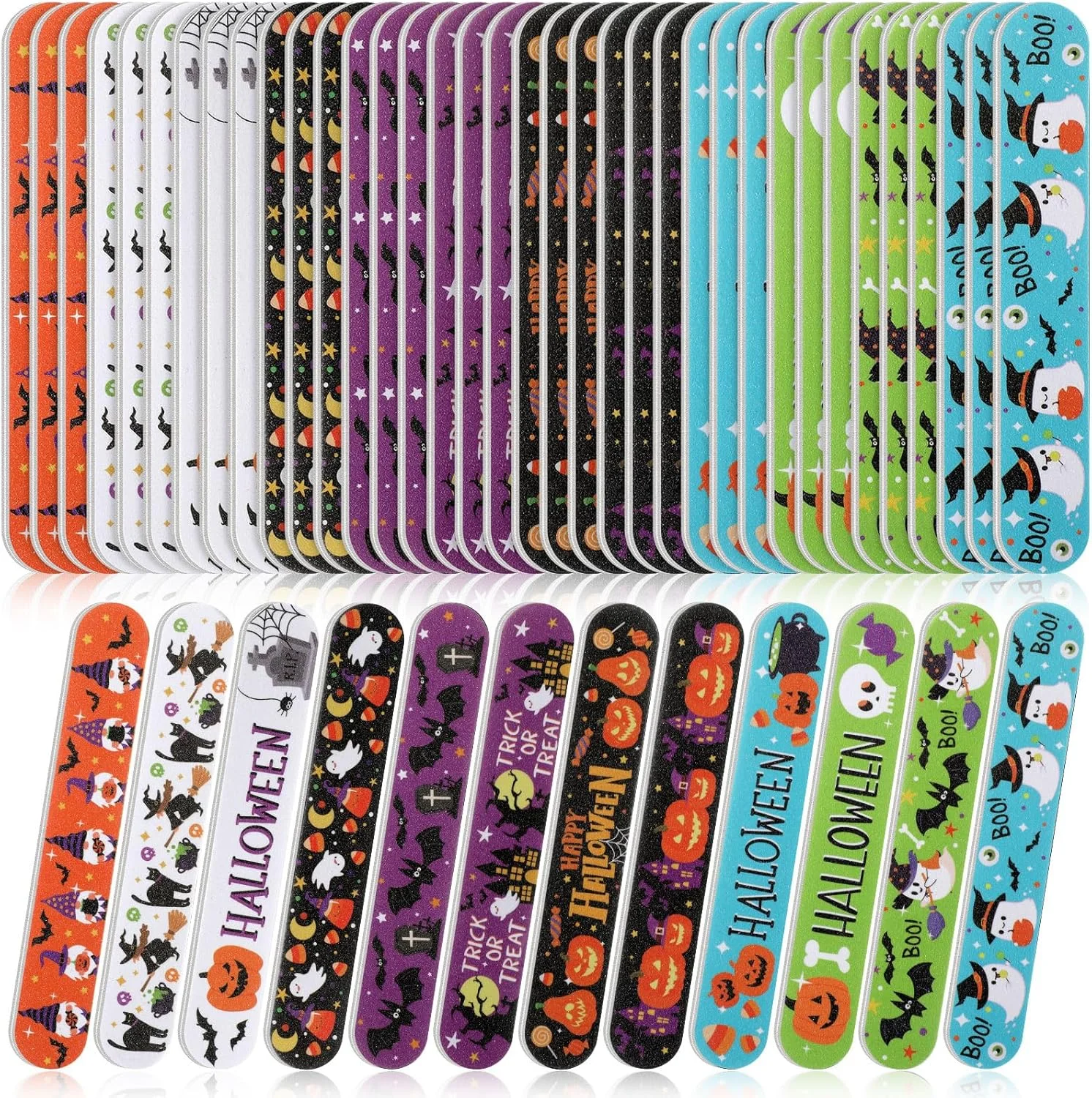 گیصافای 48 عدد سوهان ناخن دو طرفه با طرح هالووین، ابزار مانیکور برای لوازم مهمانی هالووین، 12 طرح