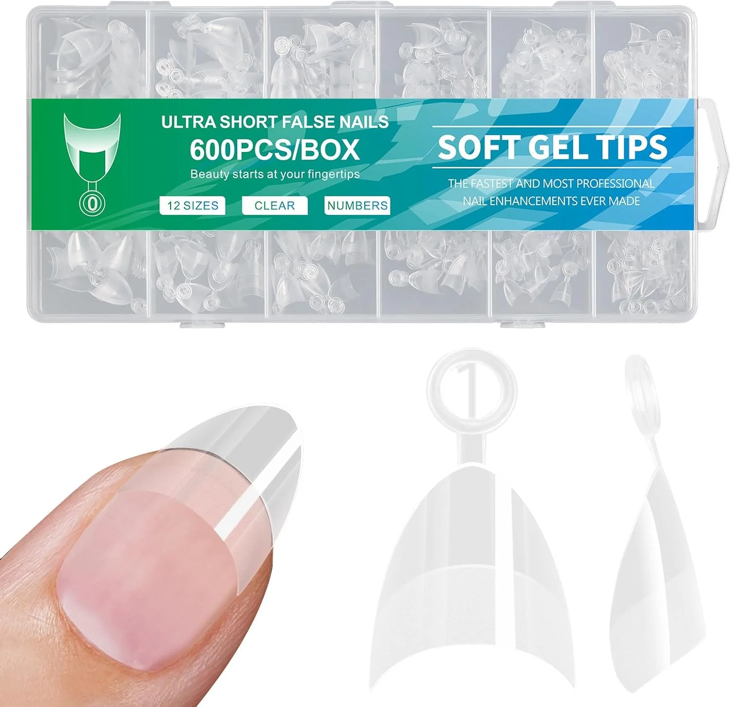 جعبه 600 عددی تیپ ناخن فوق العاده کوتاه بدون خط و خش