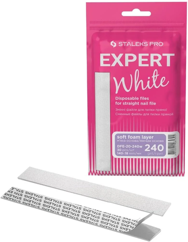 پایه سوهان ناخن یکبار مصرف نرم فومی خود چسب STALEKS PRO Expert 20 - سفید (بسته 30 عددی)