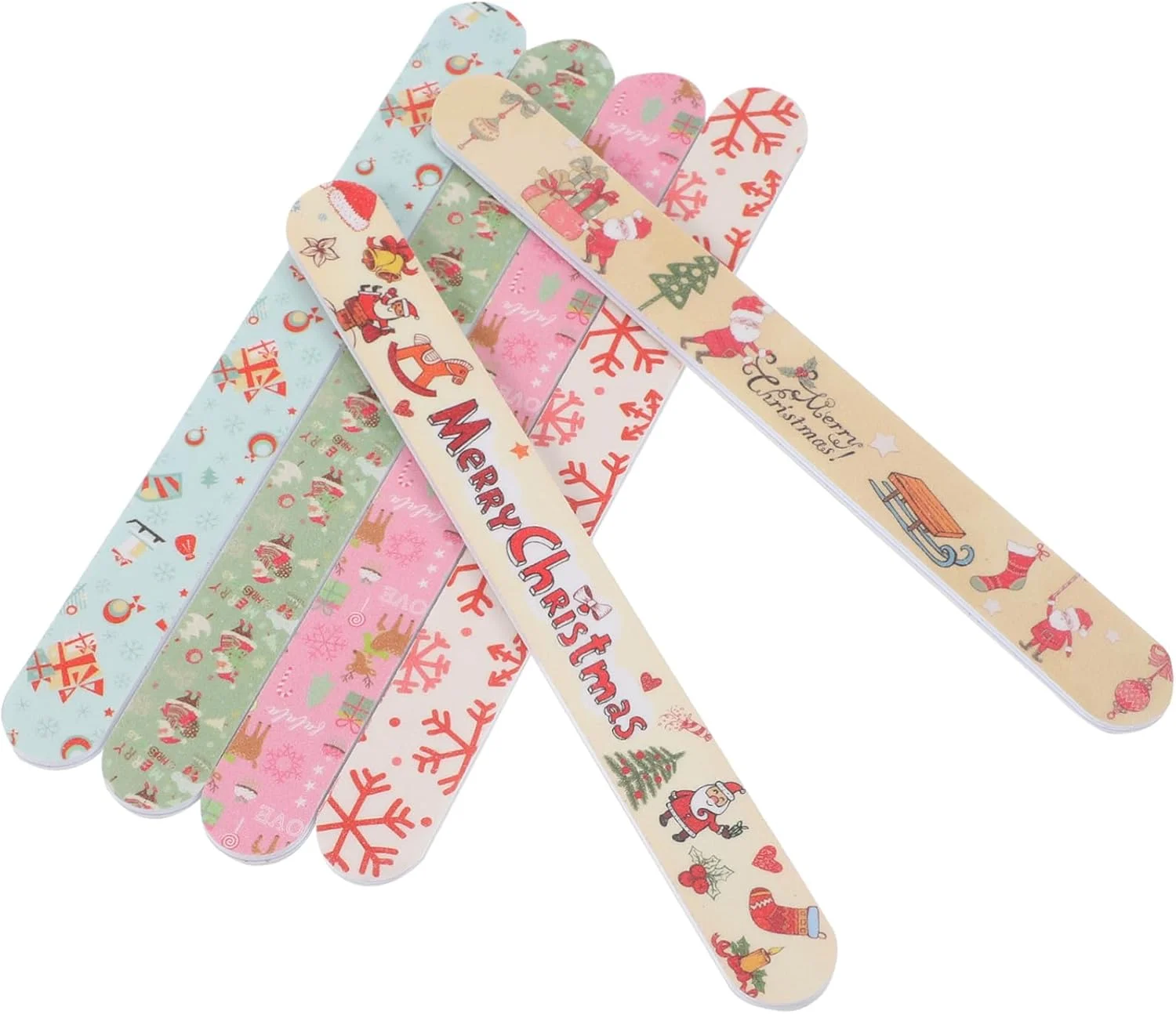 بسته 24 عددی سوهان ناخن کریسمس برای ناخن های اکریلیک، مجموعه سوهان ناخن، سوهان پولیش ناخن کریسمس، سوهان ناخن انگشتی کریسمس، ابزار کوچک سوهان ناخن EVA با طرح های کریسمس