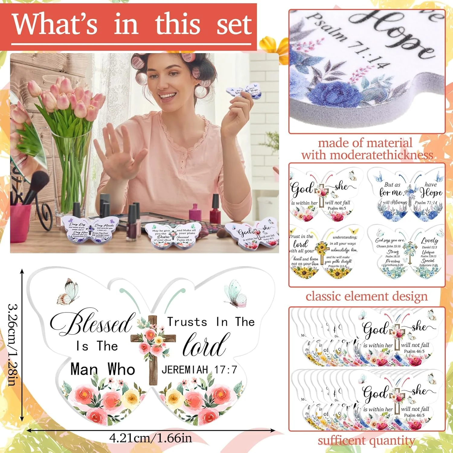 لوتی 80 عدد هدیه مسیحی عمده برای زنان سوهان ناخن دو طرفه طرح پروانه، هدایای الهام بخش کتاب مقدس، ابزار مانیکور مذهبی برای زنان