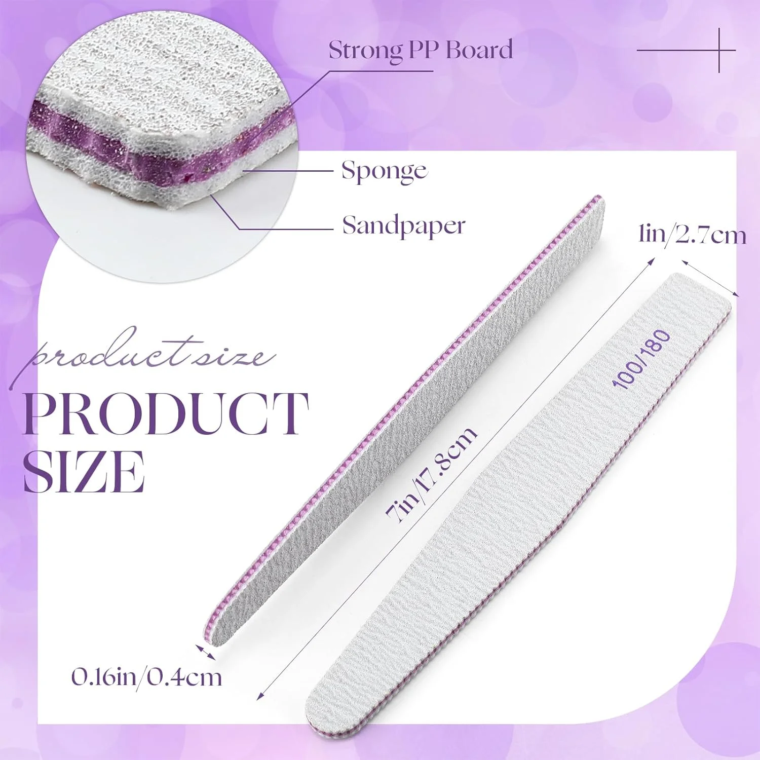 مجموعه 150 عددی سوهان ناخن میناتی، دو طرفه، درجه زبری 100/180، سمباده ای، قابل استفاده مجدد، ابزار مانیکور حرفه ای قابل شستشو برای ناخن های طبیعی و ناخن های اکریلیک (مدل کمانی)