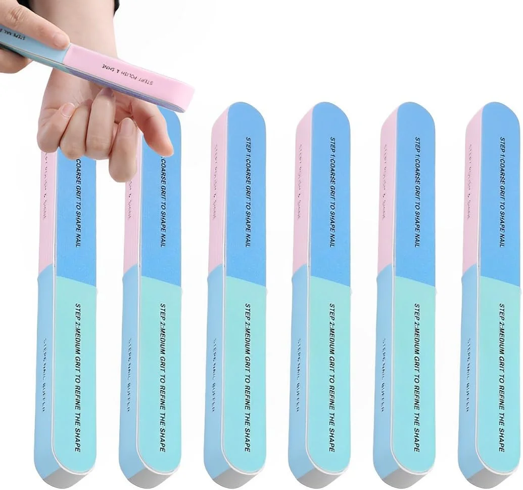 ۶ عدد سوهان ناخن چند منظوره، سوهان ناخن، بافر ناخن چند بعدی برای مراقبت از ناخن در منزل و سالن های زیبایی (رنگی)