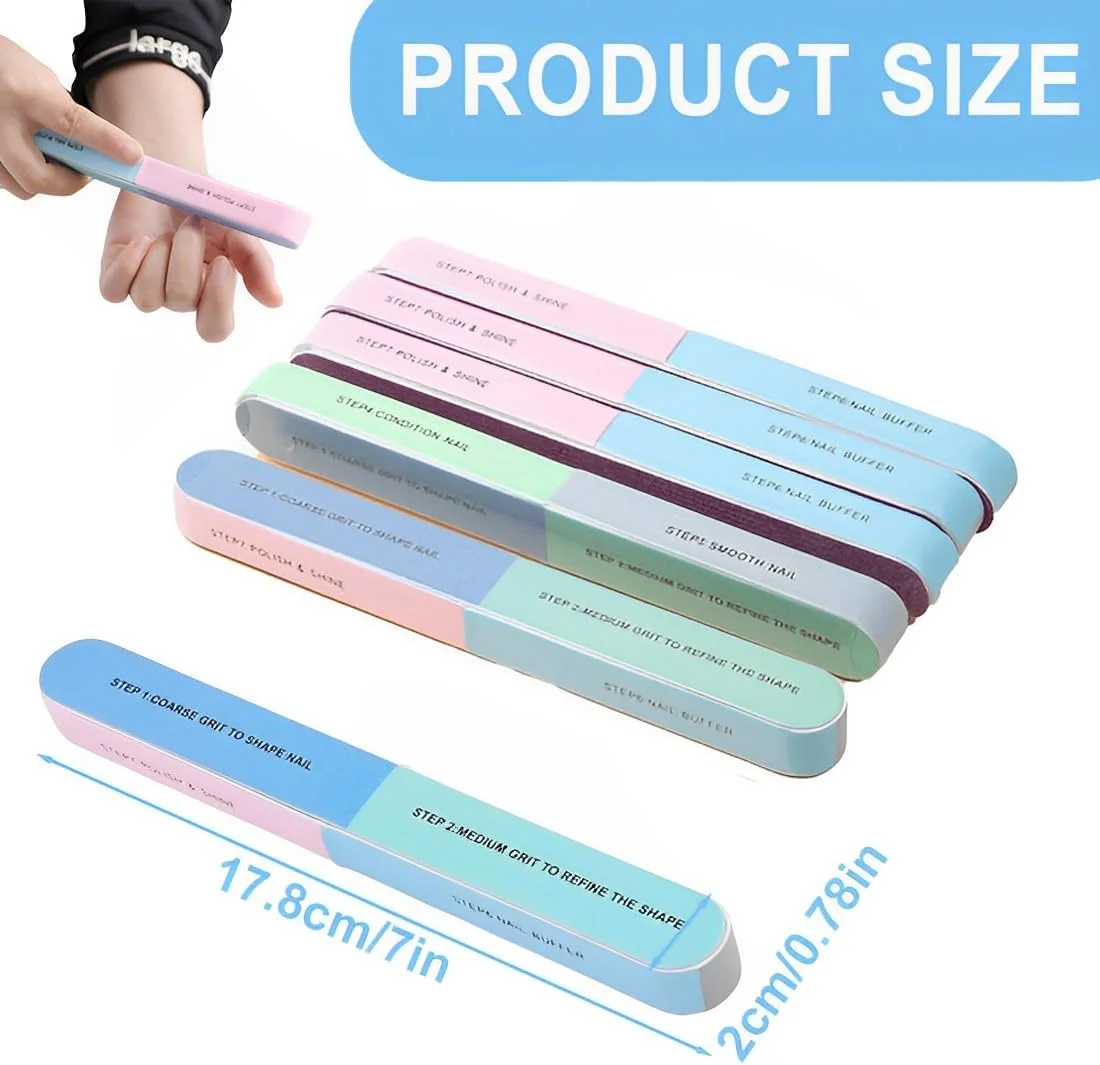 ۶ عدد سوهان ناخن چند منظوره، سوهان ناخن، بافر ناخن چند بعدی برای مراقبت از ناخن در منزل و سالن های زیبایی (رنگی)