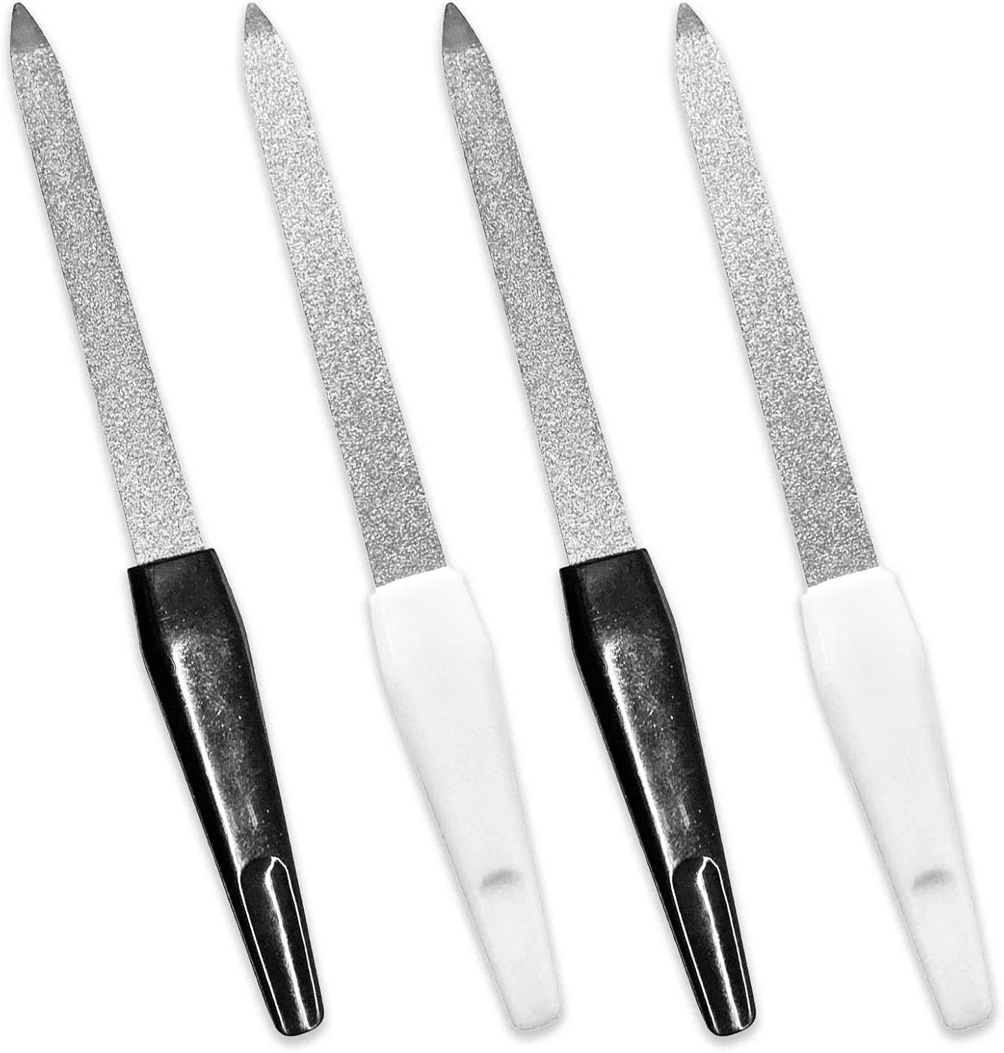 ست ۴ عددی سوهان ناخن برای ناخن های طبیعی، سوهان ناخن فلزی برای خانم ها و آقایان، سوهان ناخن حرفه ای برای ناخن های اکریلیک و ژلی، سوهان ناخن با دسته پلاستیکی، سوهان ناخن استیل برای خانه، سالن زیبایی