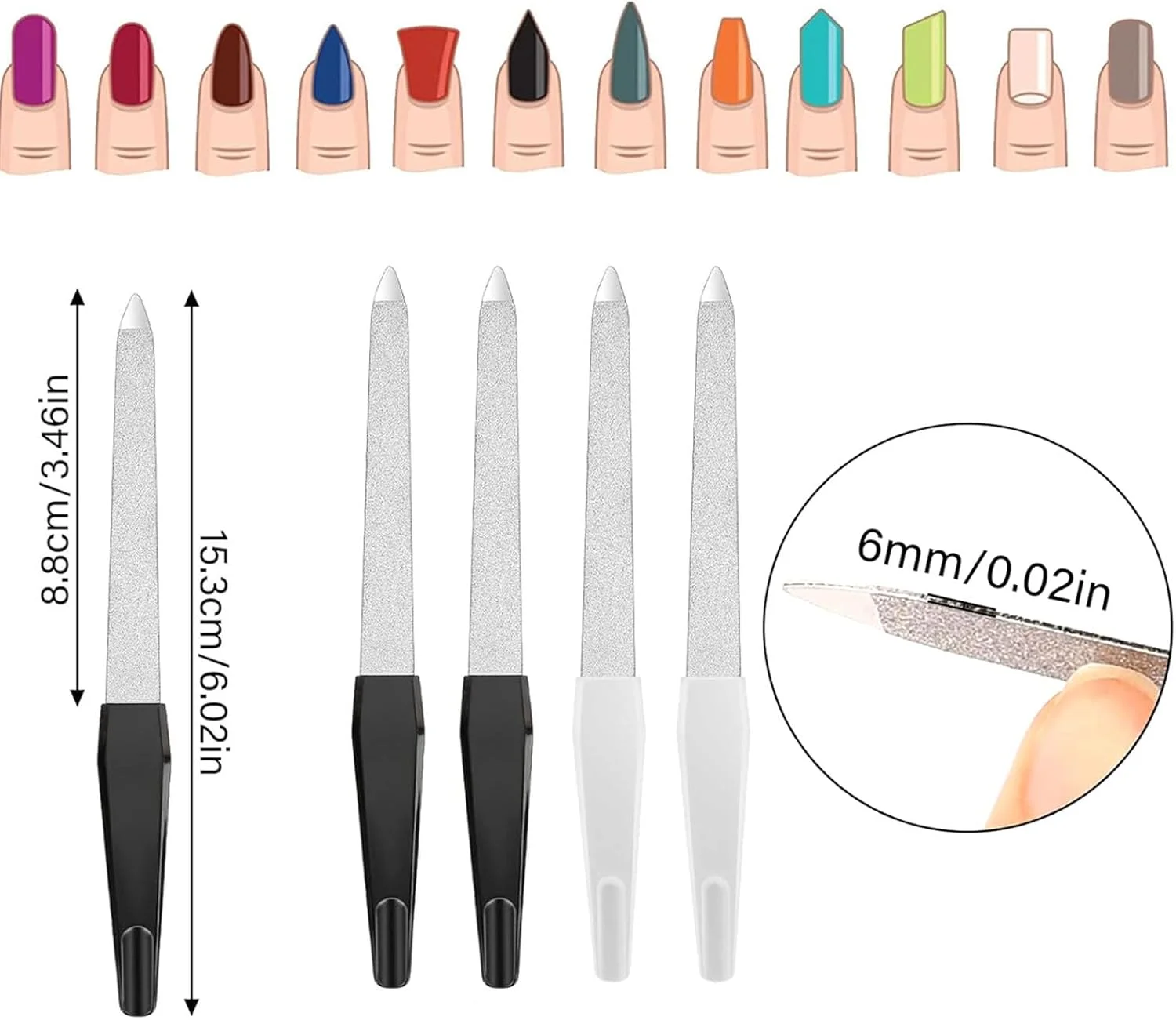 ست ۴ عددی سوهان ناخن برای ناخن های طبیعی، سوهان ناخن فلزی برای خانم ها و آقایان، سوهان ناخن حرفه ای برای ناخن های اکریلیک و ژلی، سوهان ناخن با دسته پلاستیکی، سوهان ناخن استیل برای خانه، سالن زیبایی