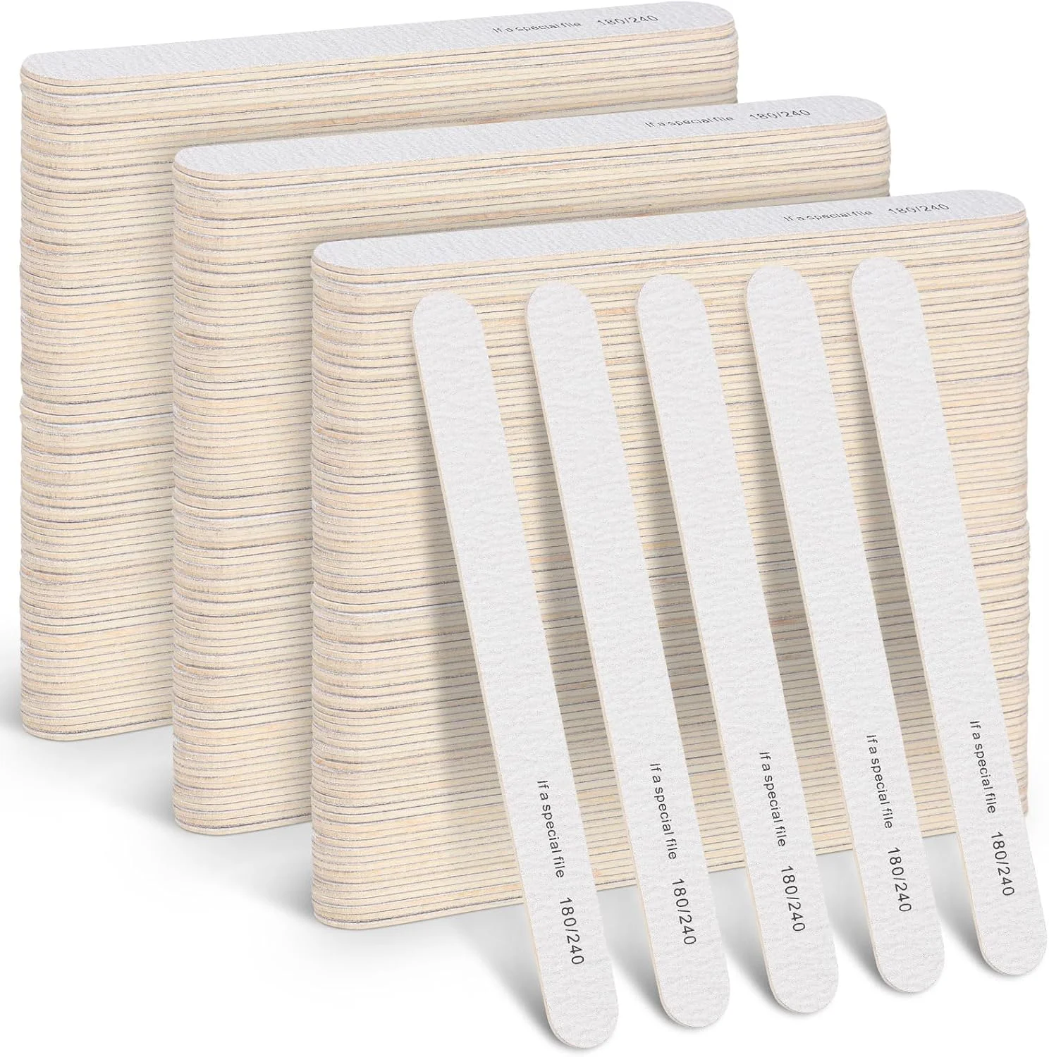 مجموعه 150 عددی سوهان ناخن میناتی با درجه زبری 180/240، دو طرفه، ابزار مانیکور حرفه ای برای ناخن های طبیعی، مناسب استفاده در منزل و سالن