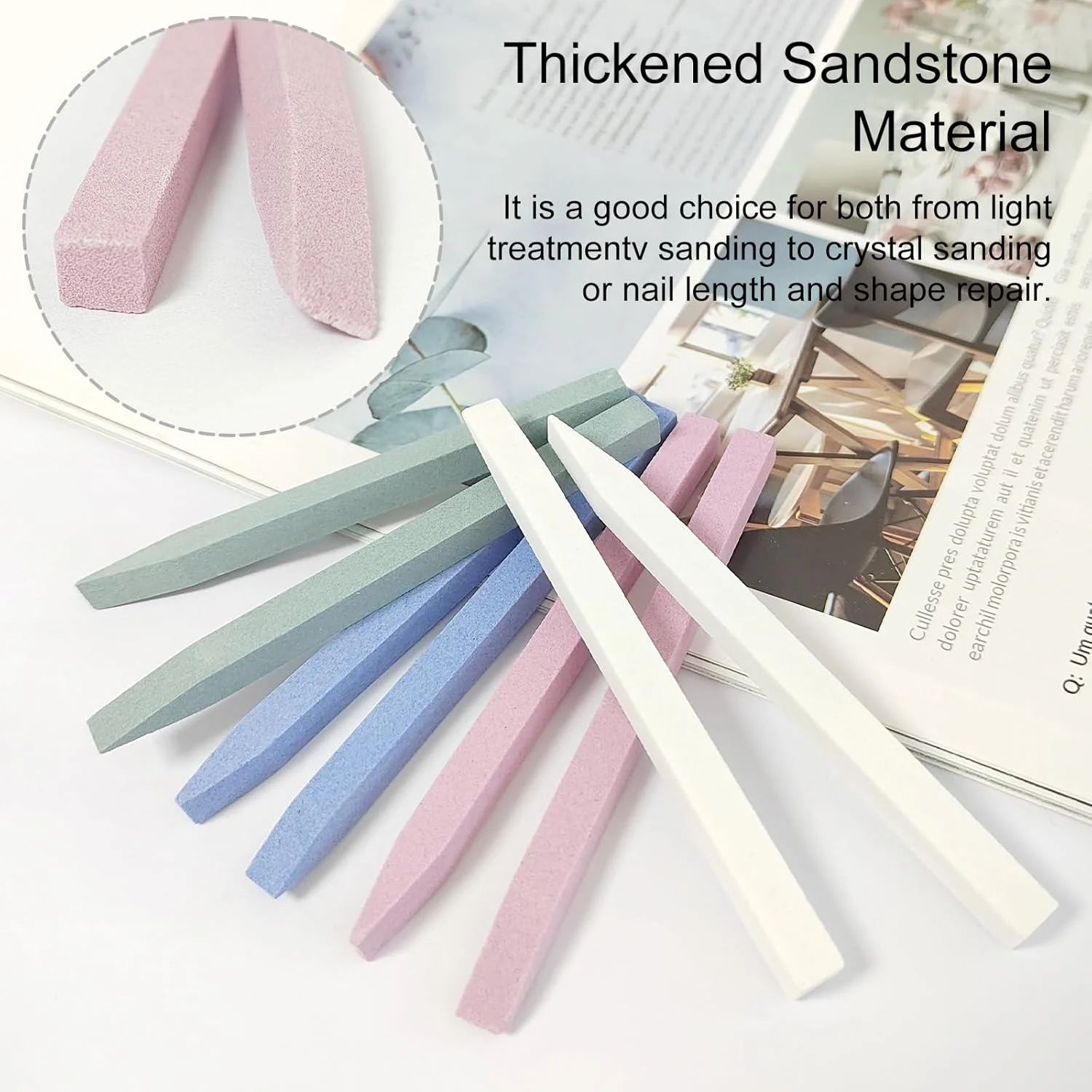 مجموعه ۸ عددی سوهان ناخن سنگی و چوب سنگ پا - ابزار پولیش و عقب زننده کوتیکول ناخن برای استفاده در منزل و سالن