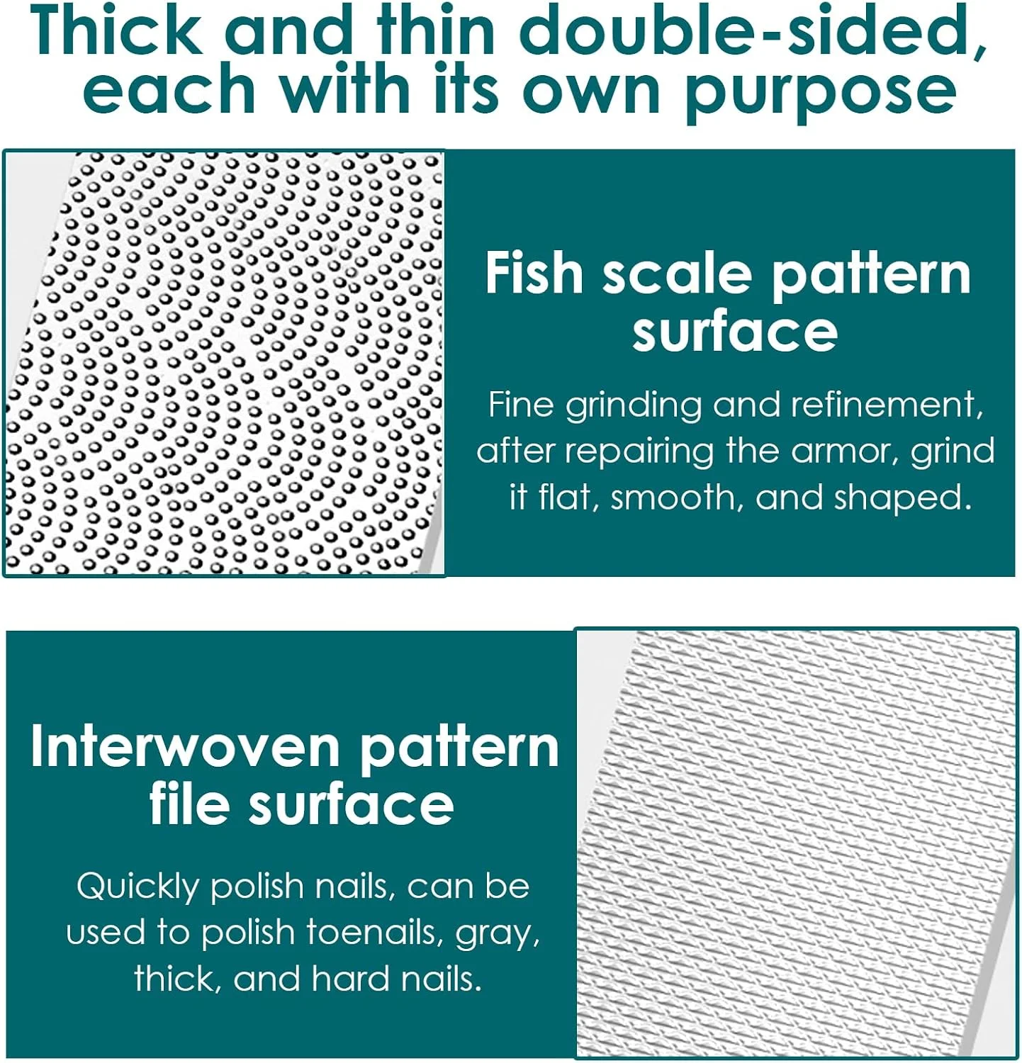 سوهان ناخن استیل ضد زنگ حرفه ای دو طرفه با دسته ضد لغزش و کیف چرمی برای آقایان، بانوان، کودکان، مانیکور آرایشی