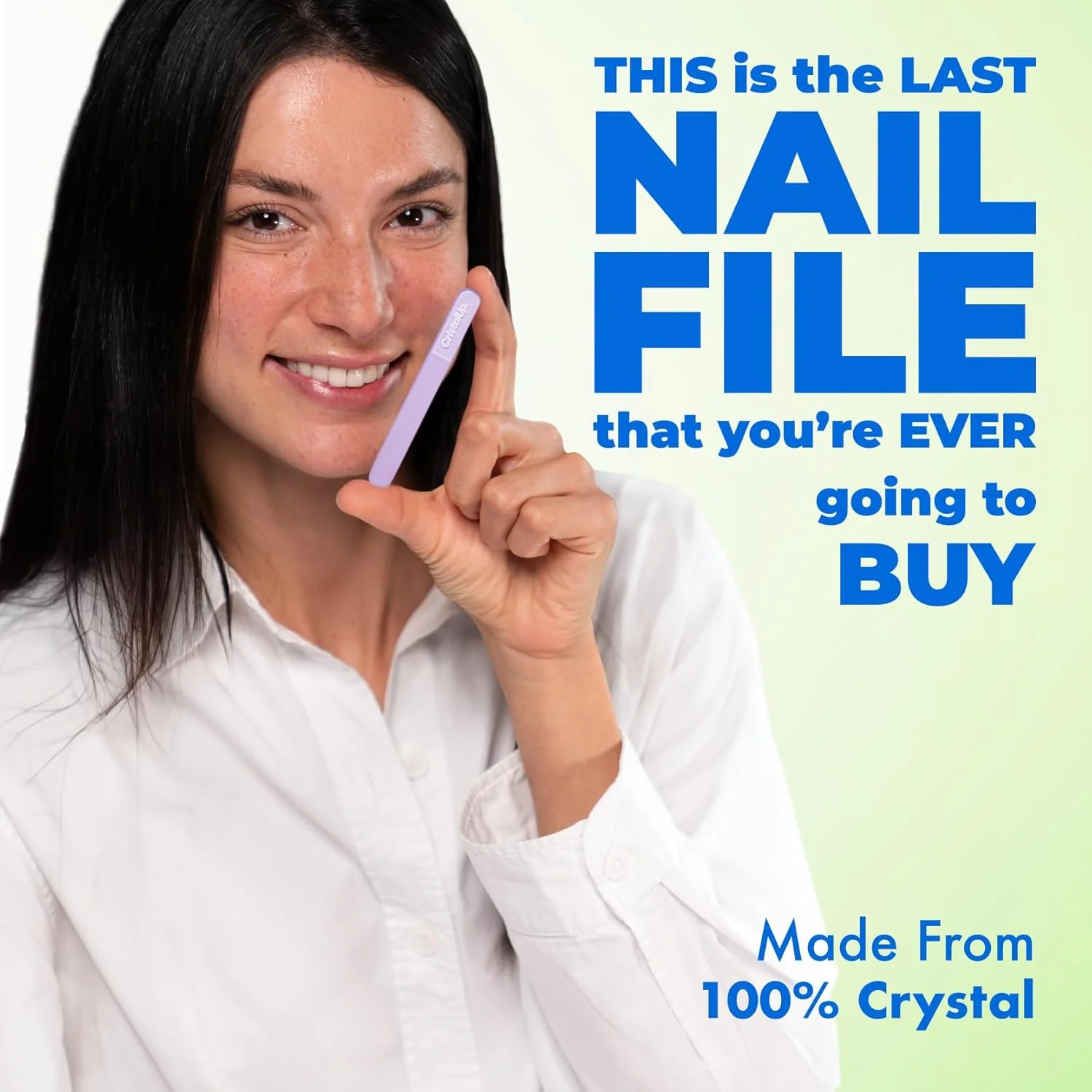 سوهان ناخن کریستالی Cristal UP، 3 اینچی، ایده آل برای کیف دستی، بادوام، سازگار با محیط زیست، ایمن و ملایم روی ناخن ها، مناسب برای مسافرت، خانه، محل کار و در حال حرکت، دارای طراحی شیک و قابل حمل