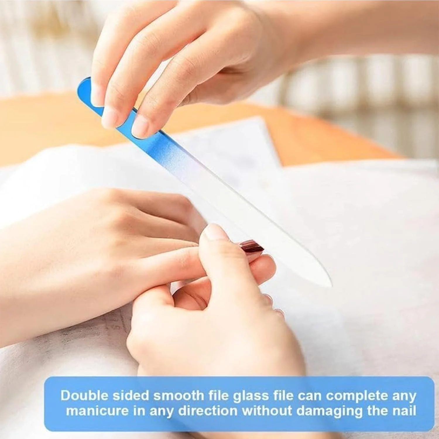 سوهان ناخن شیشه ای کریستالی، سوهان شیشه ای قوی برای ناخن های طبیعی و مصنوعی، سوهان ناخن با کیف، ابزار حرفه ای مانیکور سالن