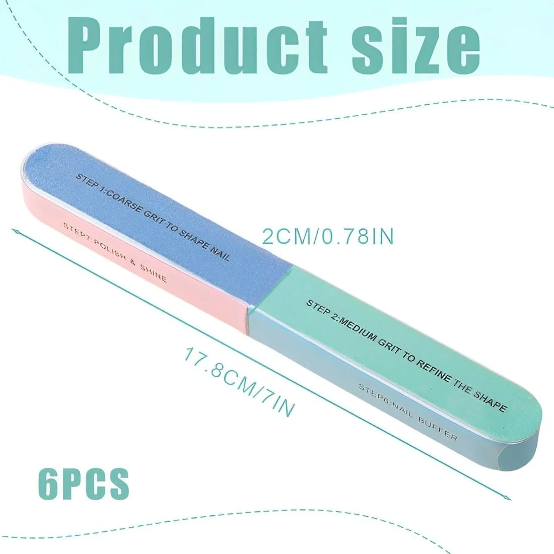 مجموعه 6 عددی سوهان ناخن، سوهان و بافر ناخن، مانیکور حرفه ای کامل، سوهان مراقبت از ناخن، پولیش و داشتن ناخن های درخشان و آراسته در خانه
