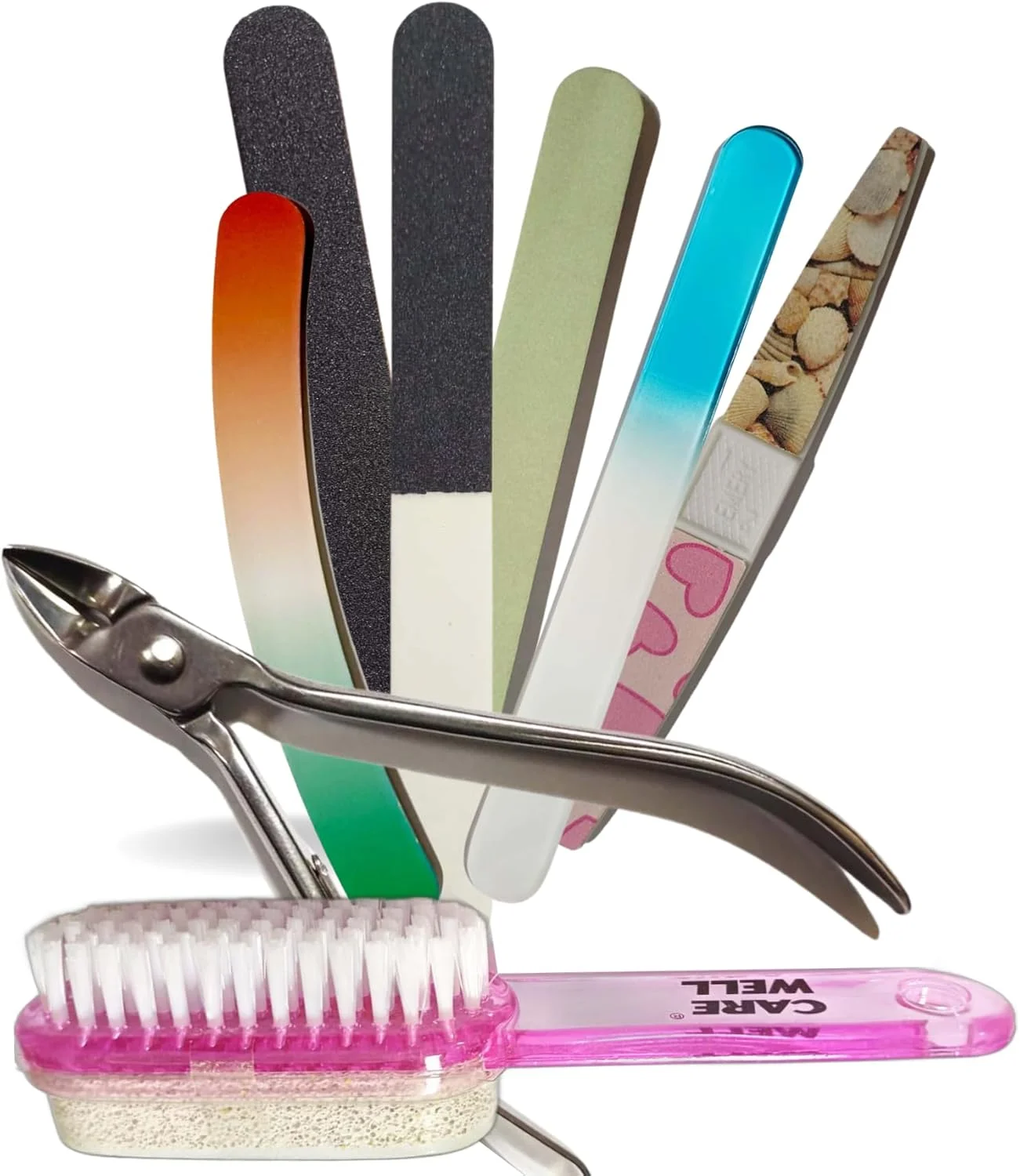 ست مراقبت از ناخن با سوهان سمباده ای، نیپر کوتیکول 10 سانتی متری و سنگ پا