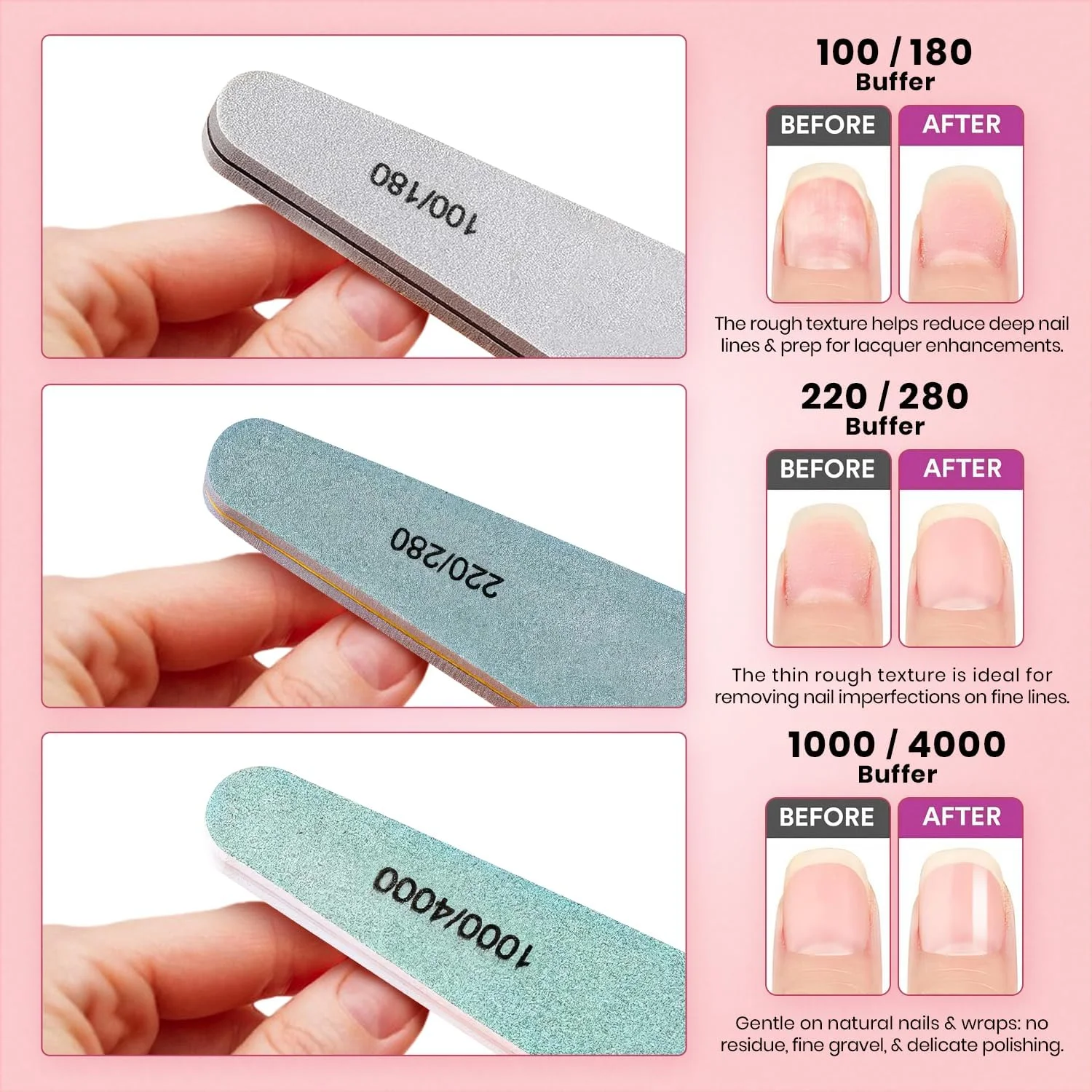 مجموعه سوهان و بافر ناخن، مجموعه حرفه ای 6 عددی سوهان ناخن و بافر برای ناخن های طبیعی، سوهان سمباده ای برای ناخن، سوهان ناخن گریت 100/180 برای ناخن های اکریلیک و ژل، سوهان ناخن گریت 240 مجموعه سوهان و بافر ناخن، مجموعه حرفه ای 6 عددی سوهان ناخن و بافر برای ناخن های طبیعی، سوهان سمباده ای برای ناخن، سوهان ناخن گریت 100/180 برای ناخن های اکریلیک و ژل، سوهان ناخن گریت 240