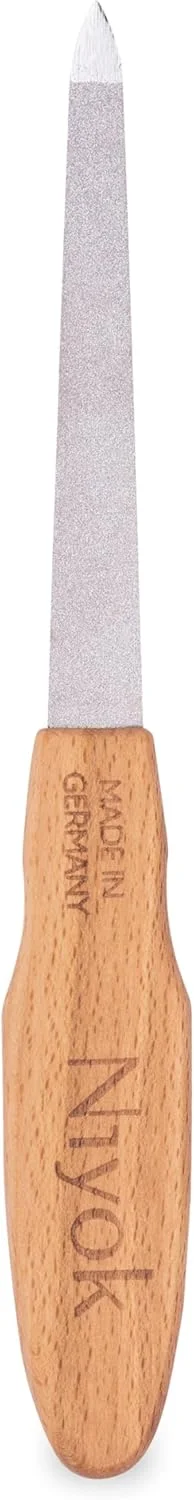 سوهان ناخن پایدار Niyok® با دسته چوبی • سوهان ناخن یاقوت کبود دو طرفه • دانه بندی زبر و نرم • ساخت آلمان