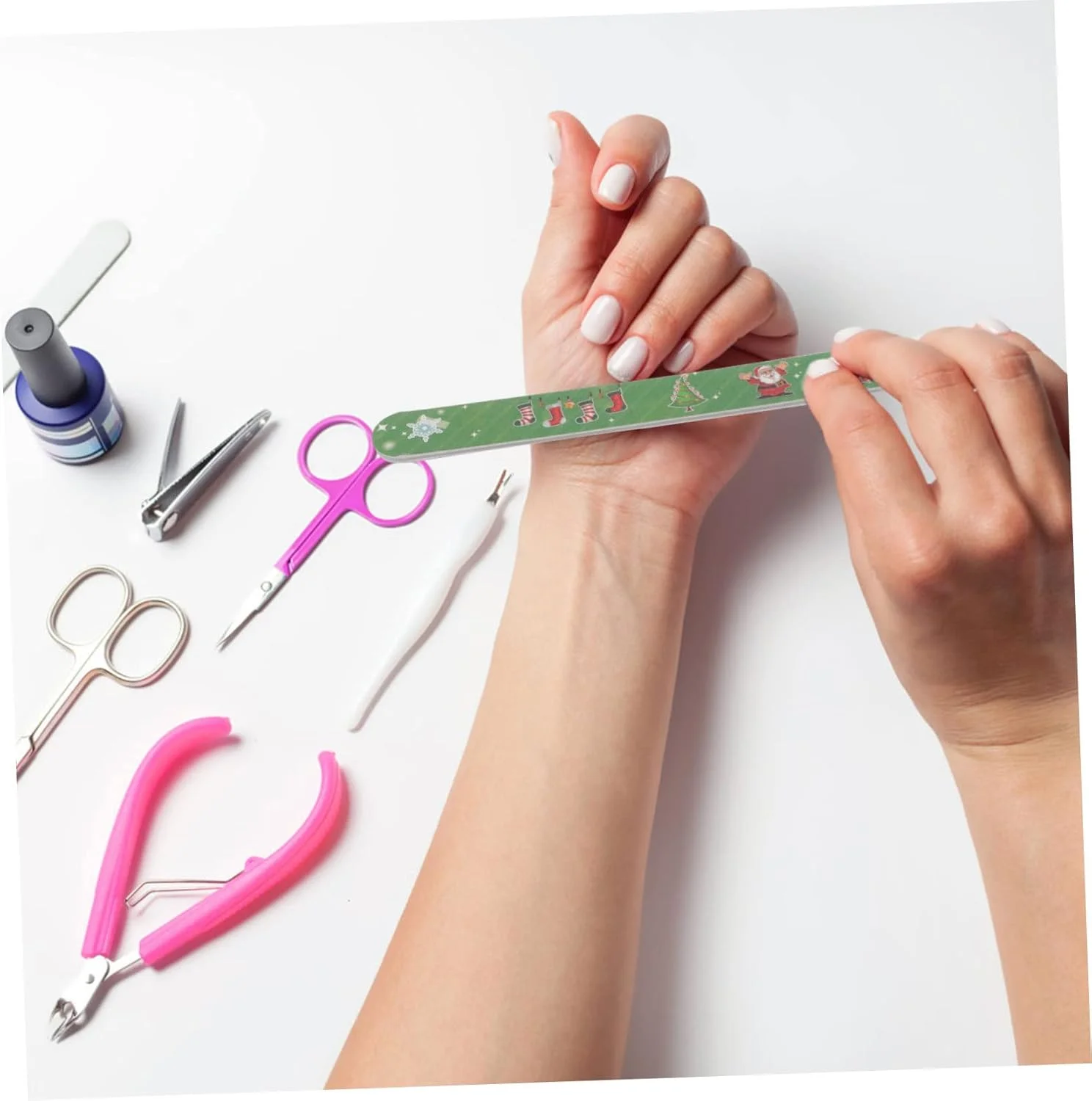 سوهان ناخن طرح کریسمس - 24 عدد رنگارنگ، ابزار طراحی ناخن فانتزی و سرگرم‌کننده، مناسب برای مانیکور خانگی