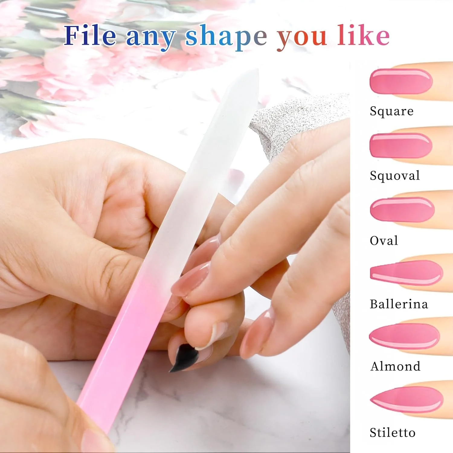 سوهان ناخن شیشه ای 180/320 با جعبه، بسته 4 عددی سوهان ناخن شیشه ای کریستالی، سوهان ناخن شیشه ای دو طرفه، سوهان ناخن، هدیه برای زنان و دختران