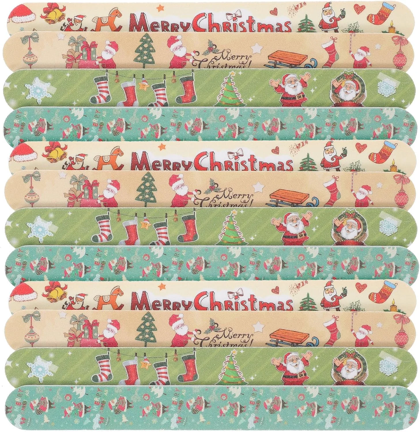 فومی یس 12 عدد سوهان ناخن کریسمس، سوهان ناخن دو طرفه با طرح کریسمس، سوهان ناخن EVA رنگارنگ ابزار DIY