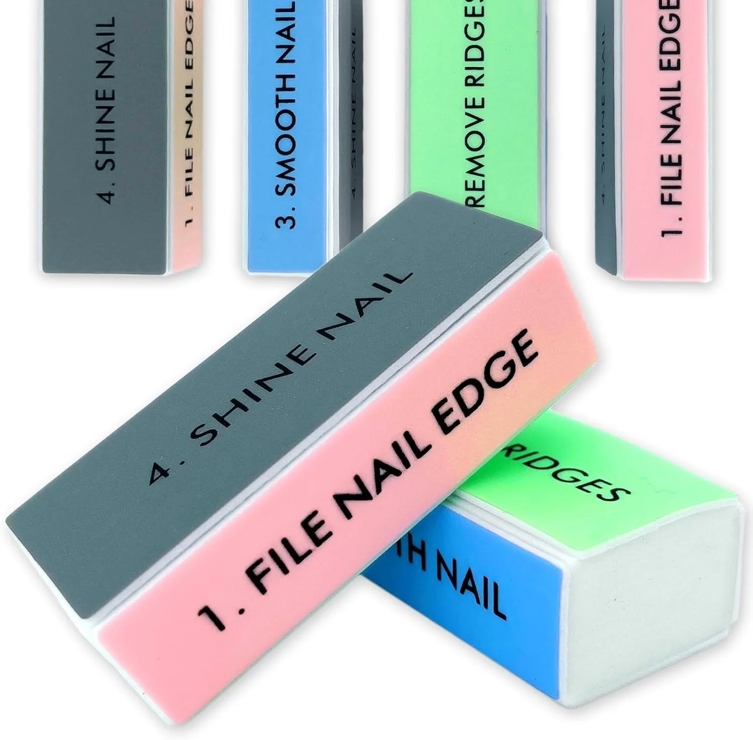 بسته 6 عددی بافر ناخن، سوهان مینی 4 طرفه اسفنجی برای سنباده زدن، براق کردن، پولیش و مانیکور ناخن طبیعی، مناسب طراحی ناخن در منزل و سالن
