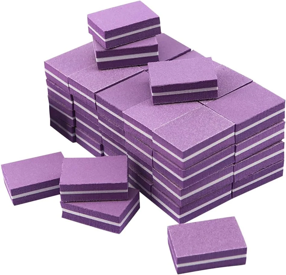 ۱۰۰ عدد بافر سمباده ناخن کوچک، بلوک بافر ناخن، اسفنج پولیش ناخن، سوهان ناخن حرفه ای، سوهان بافر ناخن انگشت، مینی سوهان ناخن برای سالن خانگی - بنفش