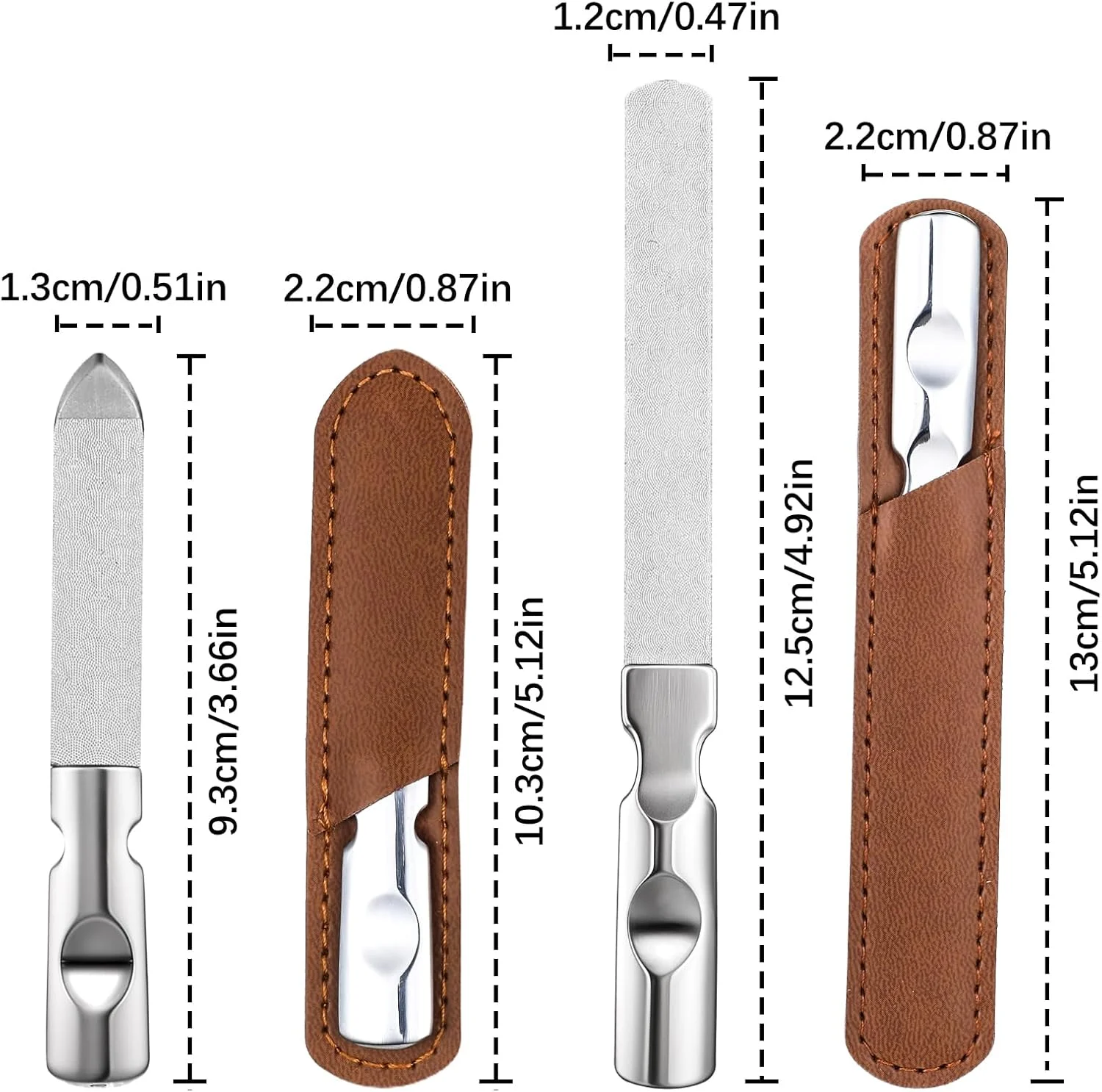 سوهان ناخن فلزی برای ناخن های طبیعی، Mabor 2 عدد سوهان ناخن پا استیل ضد زنگ با دسته ضد لغزش، سوهان ناخن دو طرفه حرفه ای برای ناخن ها با کیف چرمی PU