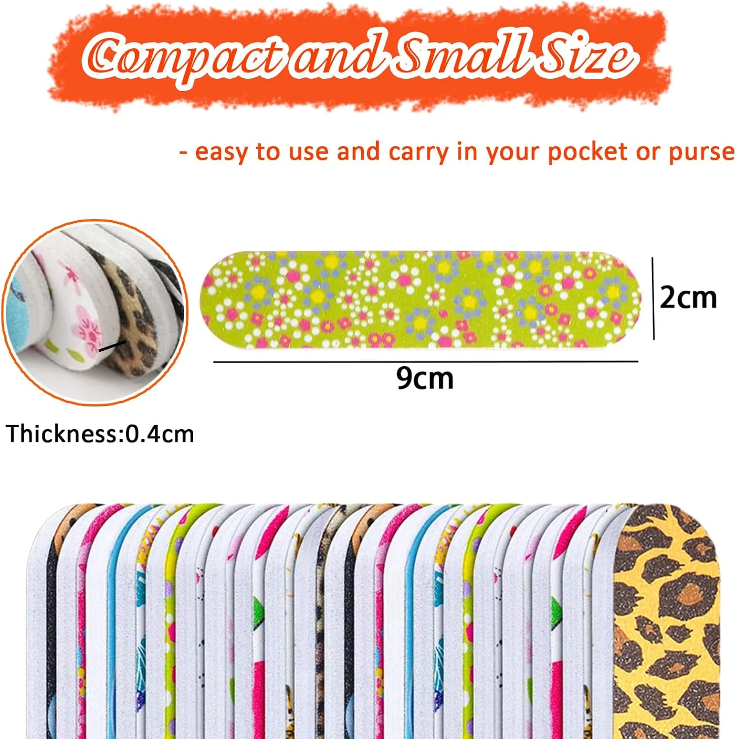 بسته 20 عددی سوهان ناخن دو طرفه، تخته سمباده برای ناخن، طرح گل، درجه زبری 100/180، سوهان کوچک برای مانیکور و پدیکور، ابزار DIY برای استفاده در منزل و سالن