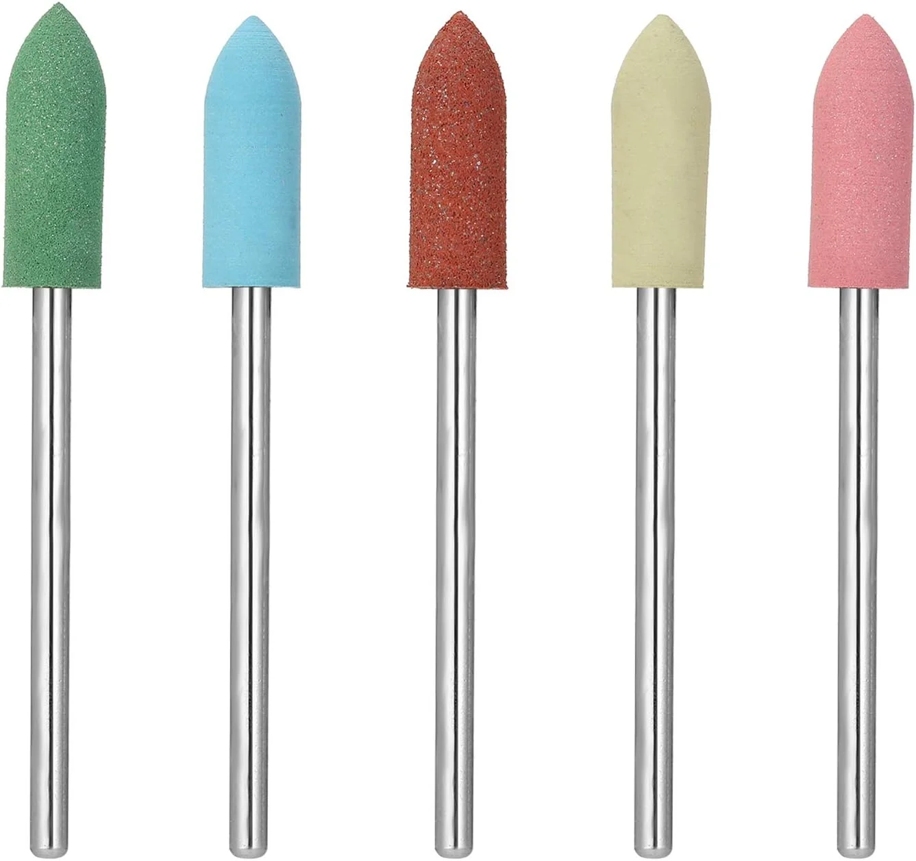 ست 5 عددی سر سوهان سیلیکونی و لاستیکی لابیموس، سر سوهان های چند رنگ برای مانیکور، بافر ناخن، پولیش و ابزار آسیاب