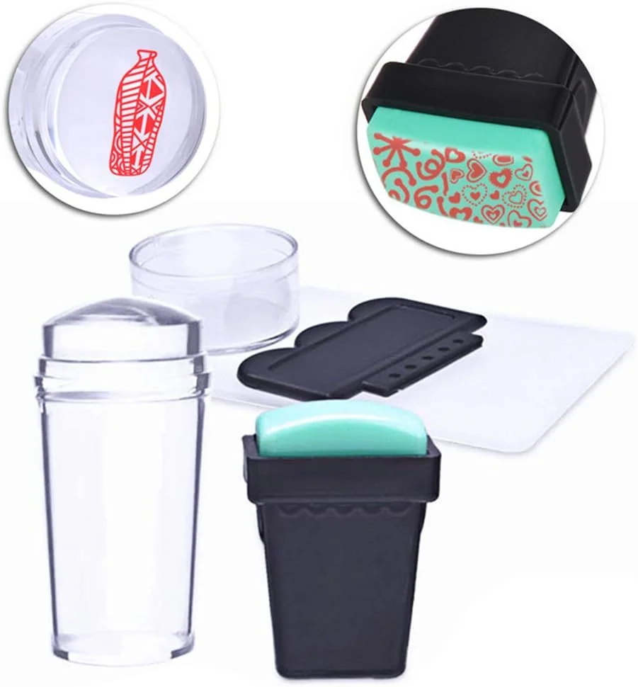 مجموعه 13 عددی پلیت طراحی ناخن با طرح گل رز توری و جنگلی + ست 2 عددی مهر و اسکراپر ابزار طراحی ناخن