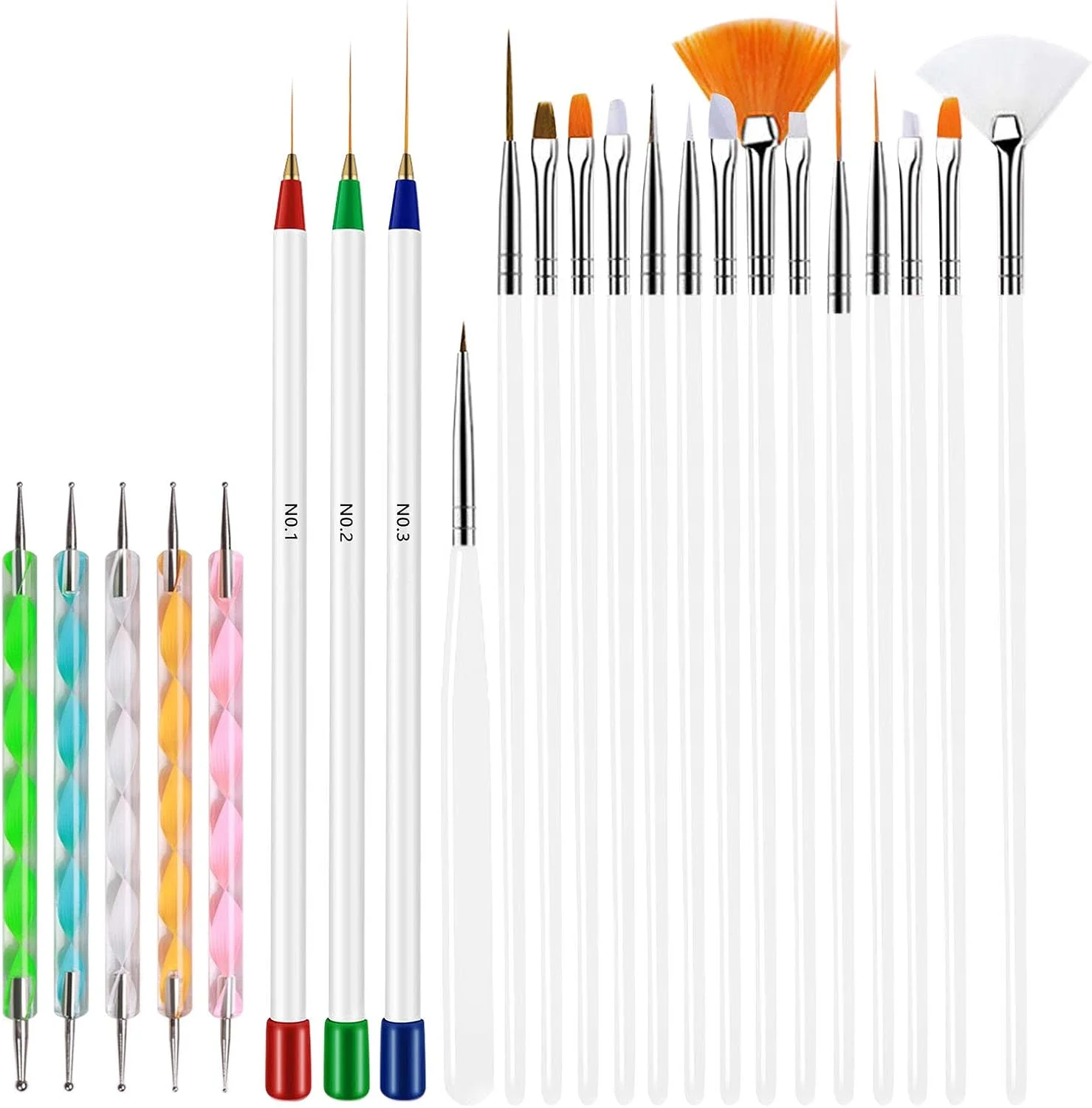 مجموعه 23 عددی قلم طراحی ناخن لابیموس، شامل قلم های خط کشی، طراحی، حکاکی و نقطه گذاری، مناسب برای طراحی ناخن آکریلیک و طراحی های مختلف