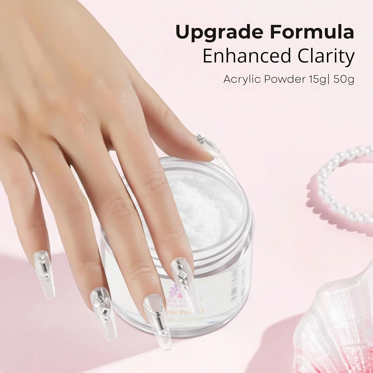 پودر اکریلیک - پرداخت شفاف، چسبندگی قوی، بدون حباب، بدون زرد شدن، برای کاشت ناخن، لایه گذاری، طراحی سه بعدی و ناخن فرانسوی، کم بو، گیرایی سریع، فرمول با کیفیت سالن حرفه ای (شفاف، 15 گرم)