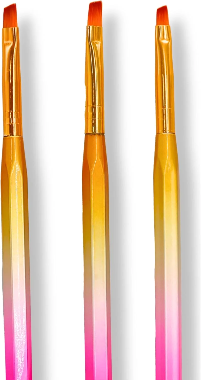 قلم طراحی ناخن گرادینت حرفه ای گلوبال فشن با برس تخت مصنوعی - ماندگاری بالا، بادوام و استفاده آسان | | (ست)