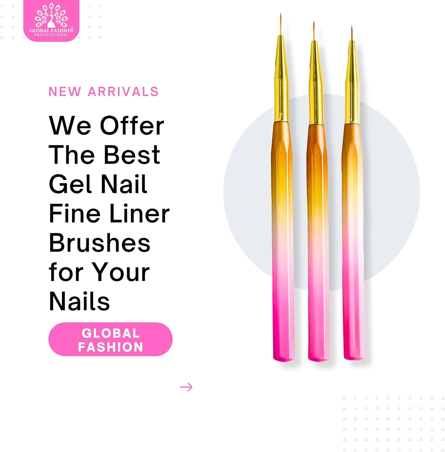 قلم گرادینت طراحی ناخن حرفه ای گلوبال فشن به همراه قلم موی لاینر ظریف - ایجاد ناخن های گرادینت در خانه مانند یک حرفه ای | | (11 میلی متر)