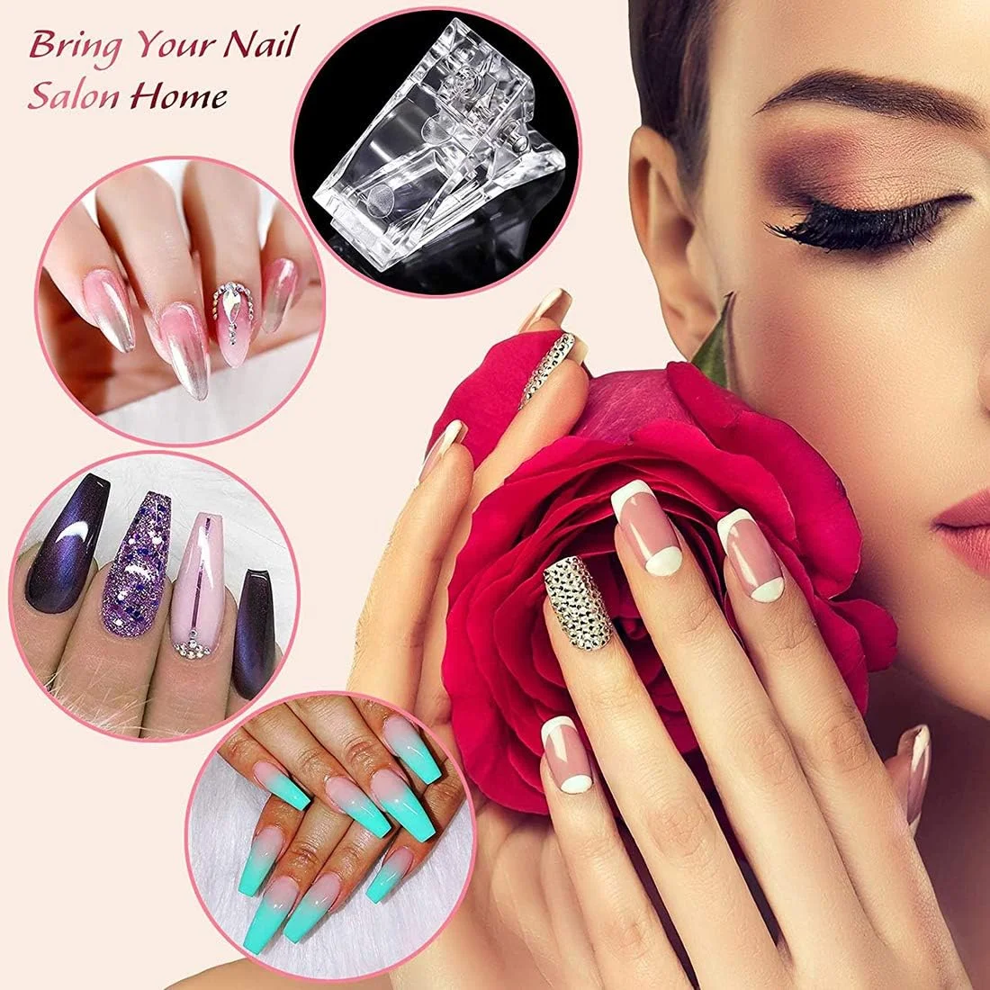 گیره های پلی ژل ناخن KASTWAVE، بسته 8 عددی، برای اکستنشن سریع ناخن، گیره های سازنده UV LED، ابزار طراحی ناخن مانیکور گیره های پلی ژل ناخن KASTWAVE، بسته 8 عددی، برای اکستنشن سریع ناخن، گیره های سازنده UV LED، ابزار طراحی ناخن مانیکور