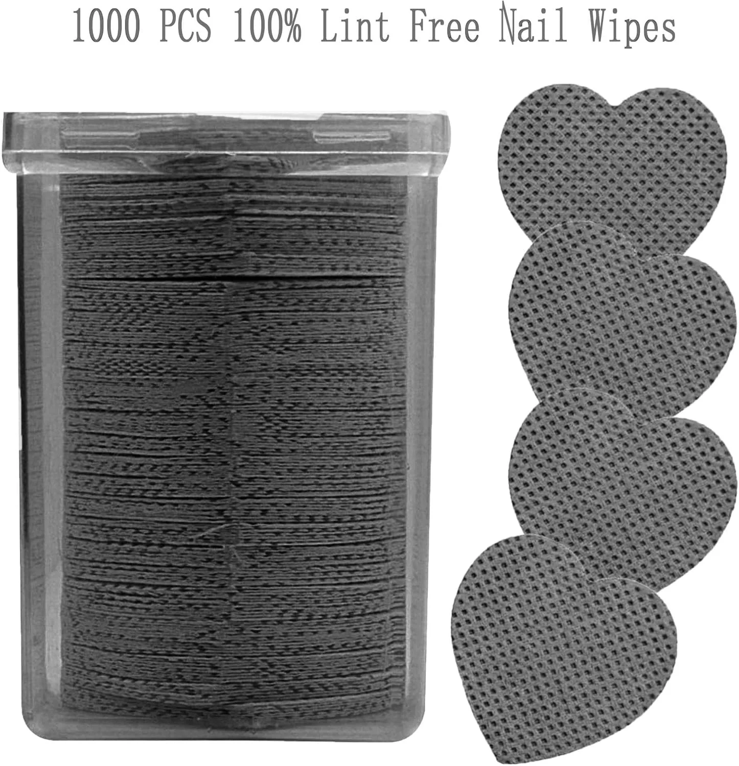 ۱۰۰۰ عدد پد بدون پرز پاک کننده لاک ناخن، پدهای تمیز کننده چسب اکستنشن مژه جاذب برای اکستنشن مژه و لاک ژل، پدهای یکبار مصرف ناخن بدون پرز برای پوست حساس، مشکی