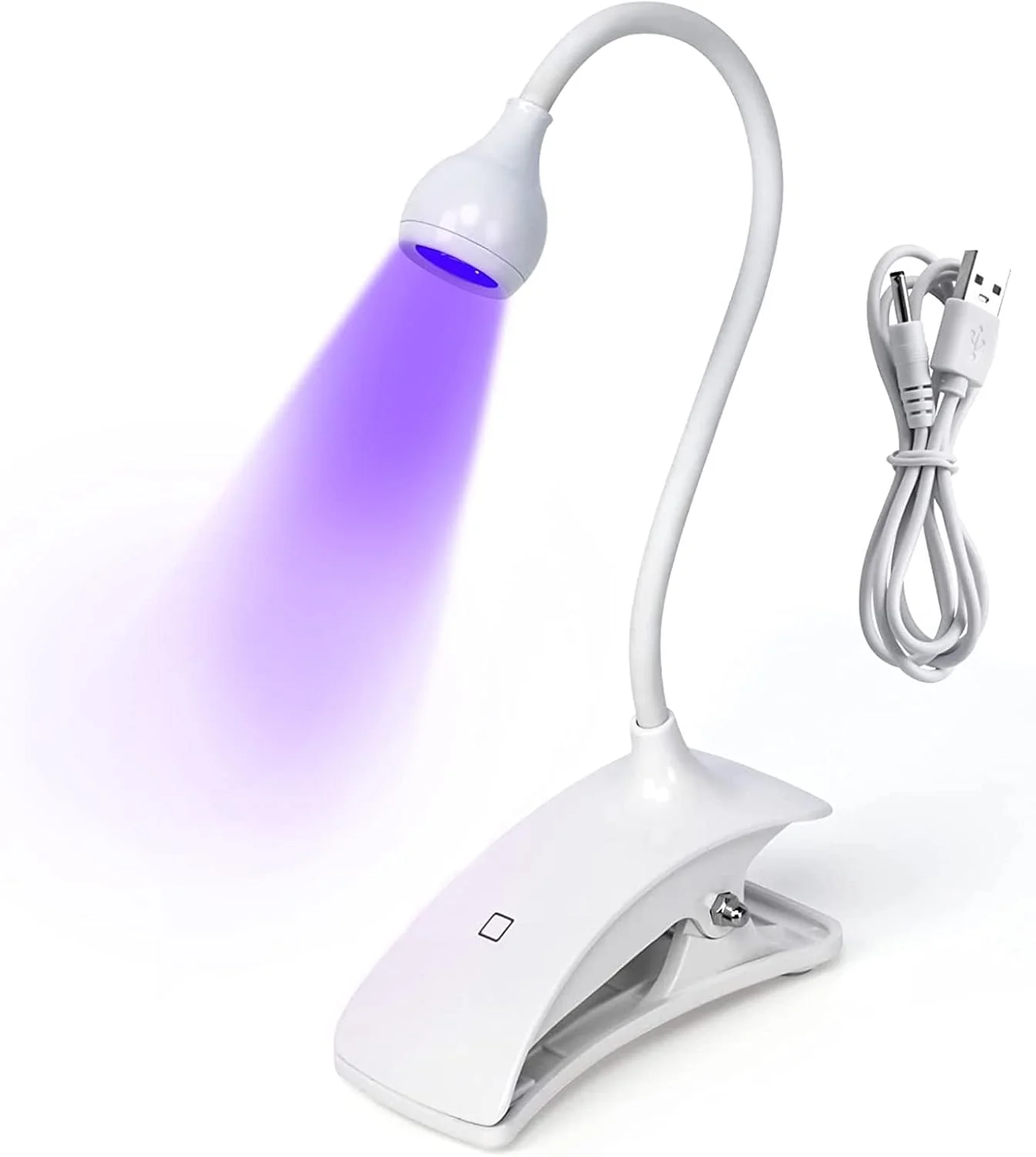 چراغ خشک کن سریع لاک ناخن UV LED، چراغ خشک کن ژل ناخن 5 وات با گردن غازی و گیره، خشک کننده سریع 10 ثانیه ای لاک ژلی، مناسب برای خشک کردن لاک ژل، ابزار و لوازم جانبی طراحی ناخن (سفید)