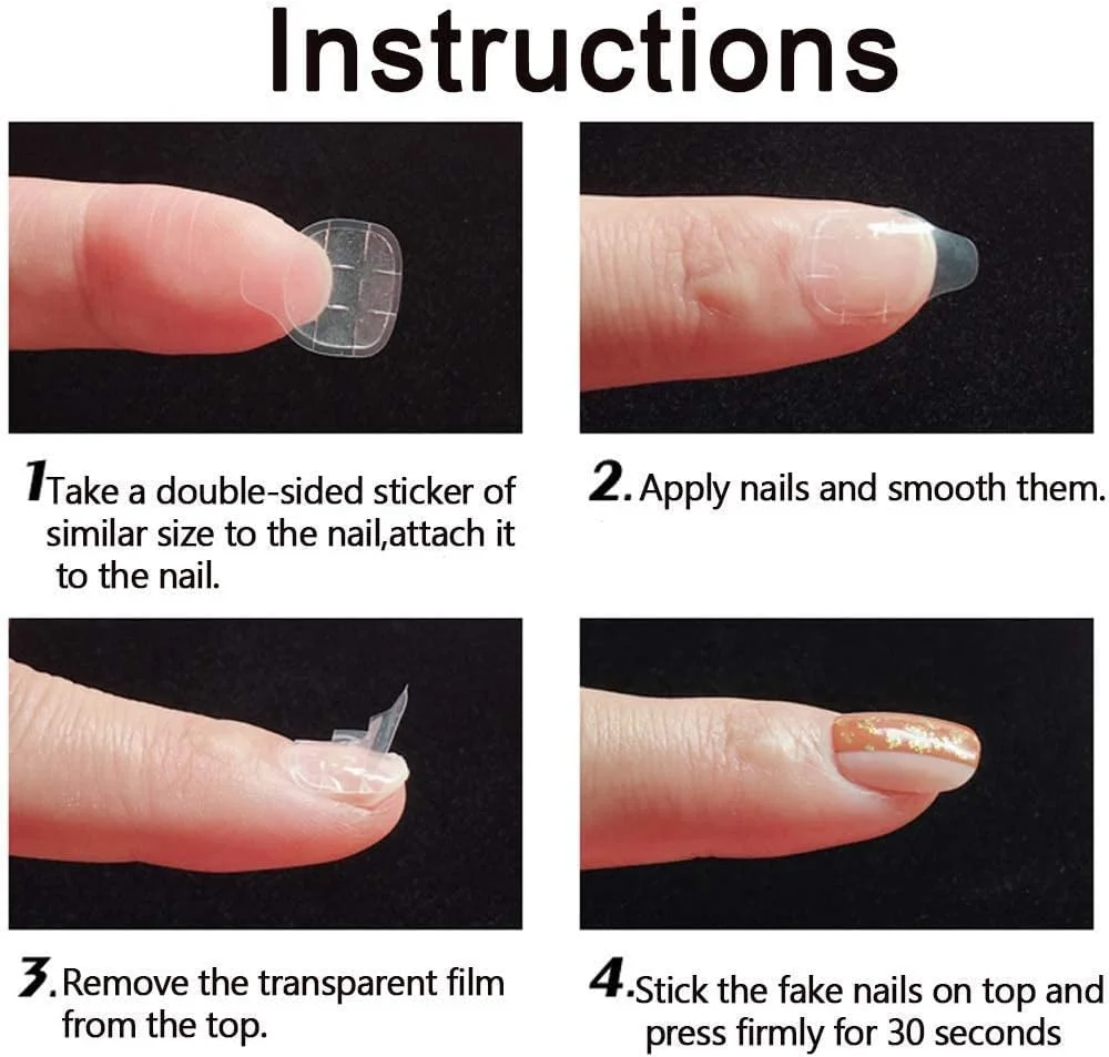 برچسب چسب ناخن SYOSI، برچسب های چسب دو طرفه برای ناخن مصنوعی، برچسب های چسبناک ناخن، چسب ژله ای ضد آب و تنفسی برای ناخن مصنوعی، 30 ورق