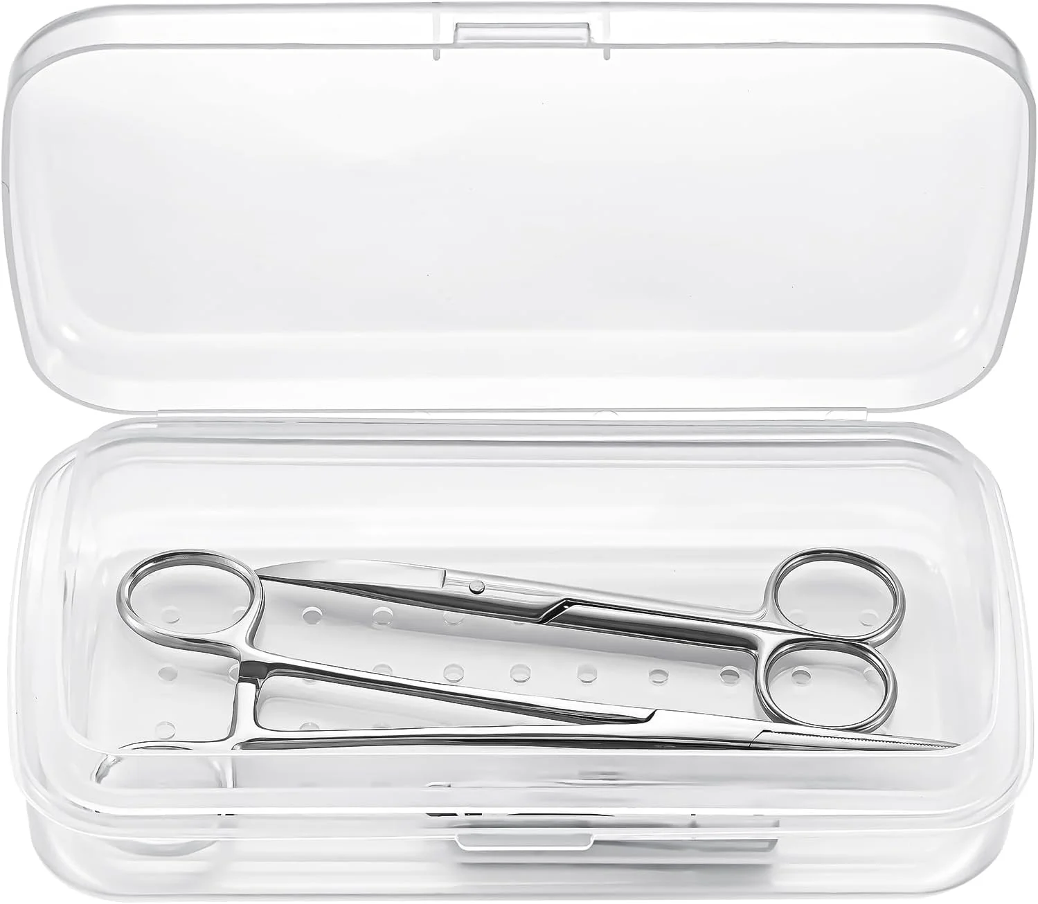 جعبه استریل ابزار ناخن تزویق، سازمان دهنده سینی پلاستیکی، استریلیزاسیون کاملا شفاف، برای موچین، اکستنشن مژه، ابزار ناخن برای متخصص زیبایی، رنگ شفاف